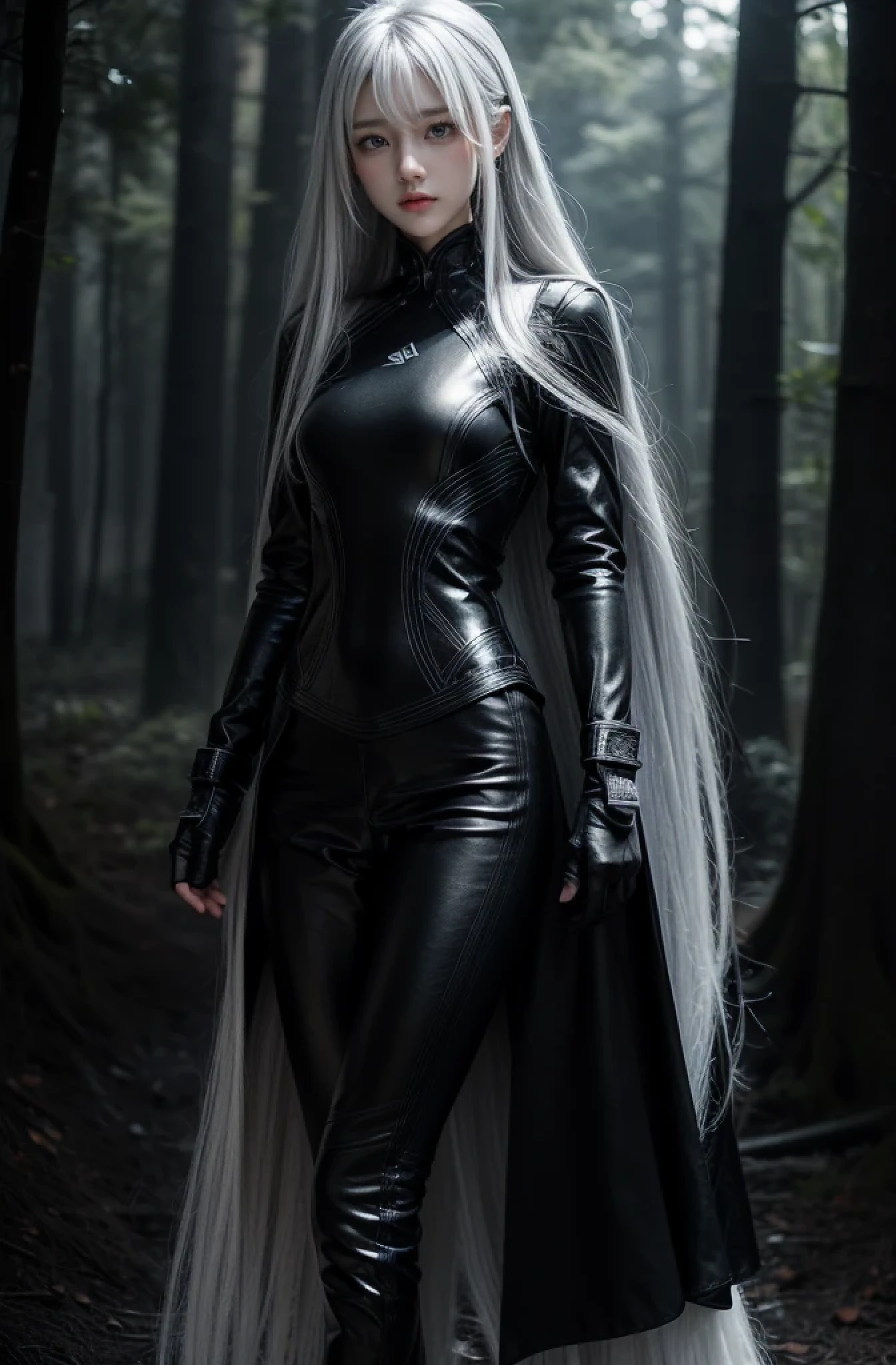 shiny hair,4 fingers,{{{{{White eyes}}}}},{{{{{White eyes}}}}},long hair,{straight hair},gloves,black clothes,black military suit,{military},{{{dull bangs}}},Hard hair,(slanted eyes},{{whole body},{{{1 girl}}}, {{{{silver hair}}}},{{{Tsurime}}},36 years old,white people,Silvery eyes,thin,{{{masterpiece}}}, {{{highest quality}}}, {{Super detailed}}, {shape}, {{very delicate and beautiful}},very detailed,Detailed completeness,detailed hyper,military用または海militaryの制服