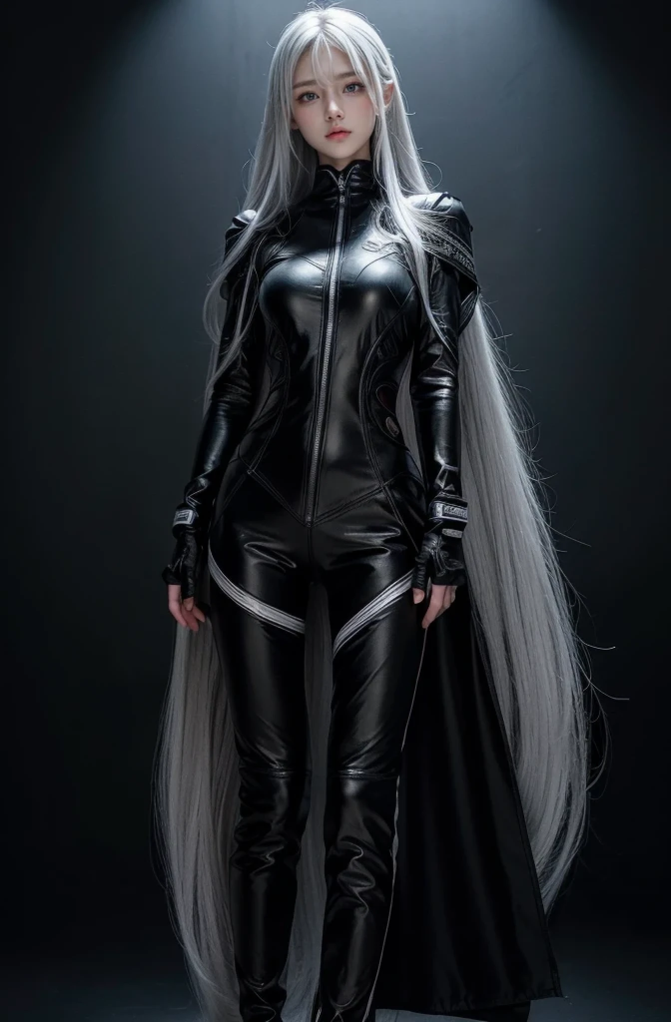 shiny hair,4 fingers,{{{{{White eyes}}}}},{{{{{White eyes}}}}},{long hair},{{straight hair}},gloves,black clothes,black military suit,{military},{{{{{dull bangs}}}}},Hard hair,(slanted eyes},{{whole body},{{{1 girl}}}, {{{{silver hair}}}},{{{Tsurime}}},36 years old,white people,Silvery eyes,thin,{{{masterpiece}}}, {{{highest quality}}}, {{Super detailed}}, {shape}, {{very delicate and beautiful}},very detailed,Detailed completeness,detailed hyper,military用または海militaryの制服