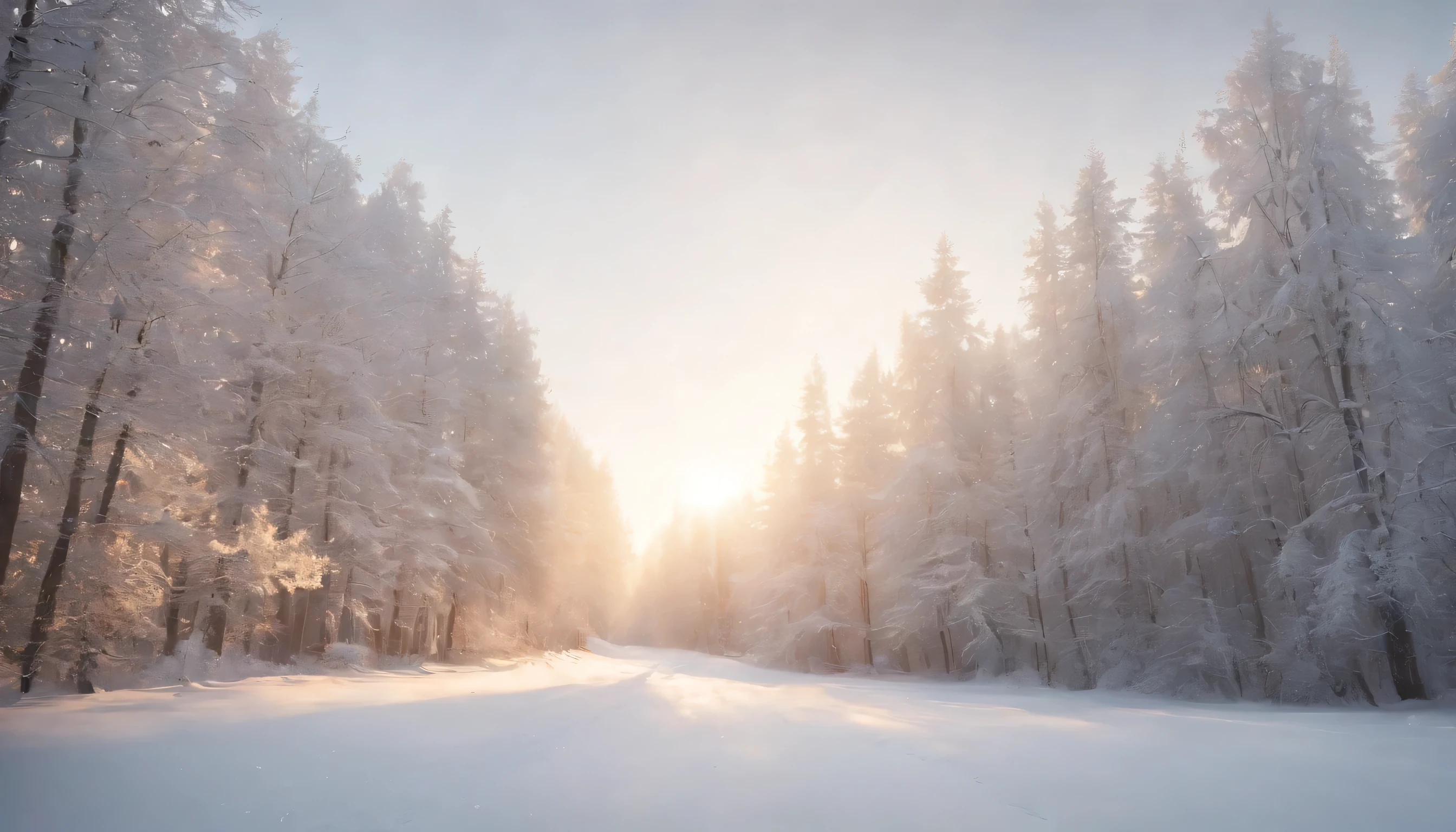 (Highly detailed CG Unity 8K wallpaper、masterpiece、highest quality、Super detailed)、(best lighting、best shadow、very delicate and beautiful)、highest quality、8K、Detailed facial depiction、masterpiece、highest quality、clear image quality、
tree covered with snow々々Be sure to take a photo of the morning sun peeking through the window.。