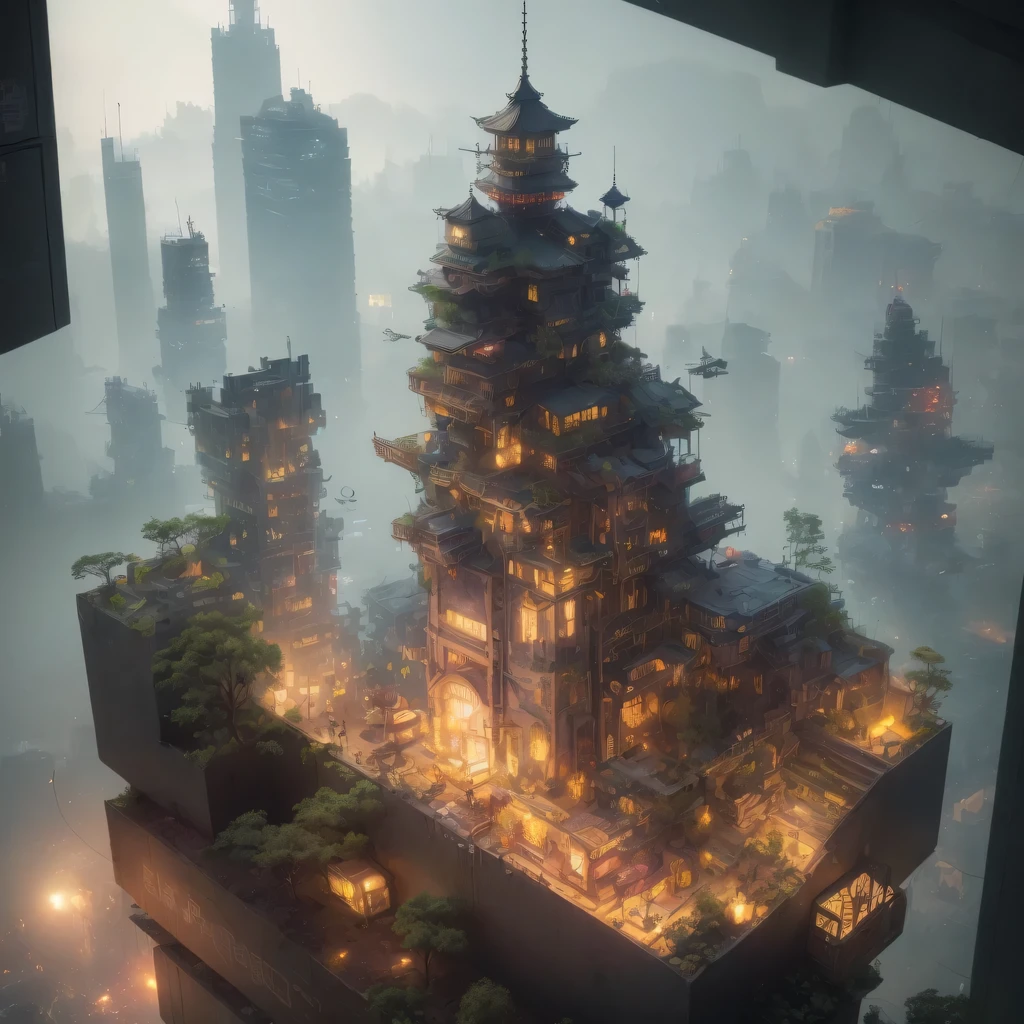 Lunar soil小写实模型, (bifurcation, original photo, best quality, masterpiece:1.4),SteampunkCyberpunk6820 City,(CyberpunkLunar soil light:1.3), Lunar soil (related to land),(in a small nature box:1.3),Isometric, small nature, landscape on foundation,landscape,