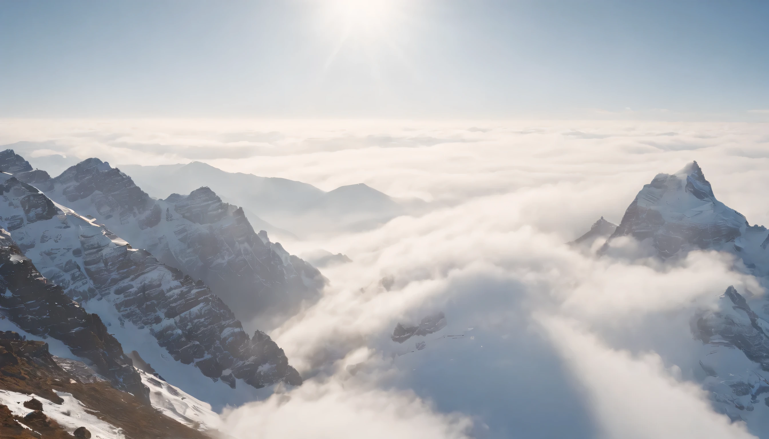 (Highly detailed CG Unity 8K wallpaper、masterpiece、highest quality、Super detailed)、(best lighting、best shadow、very delicate and beautiful)、highest quality、8K、Detailed facial depiction、masterpiece、highest quality、clear image quality、
Be sure to take photos of the clouds and sea of clouds floating in the sub-zero winter sky..。