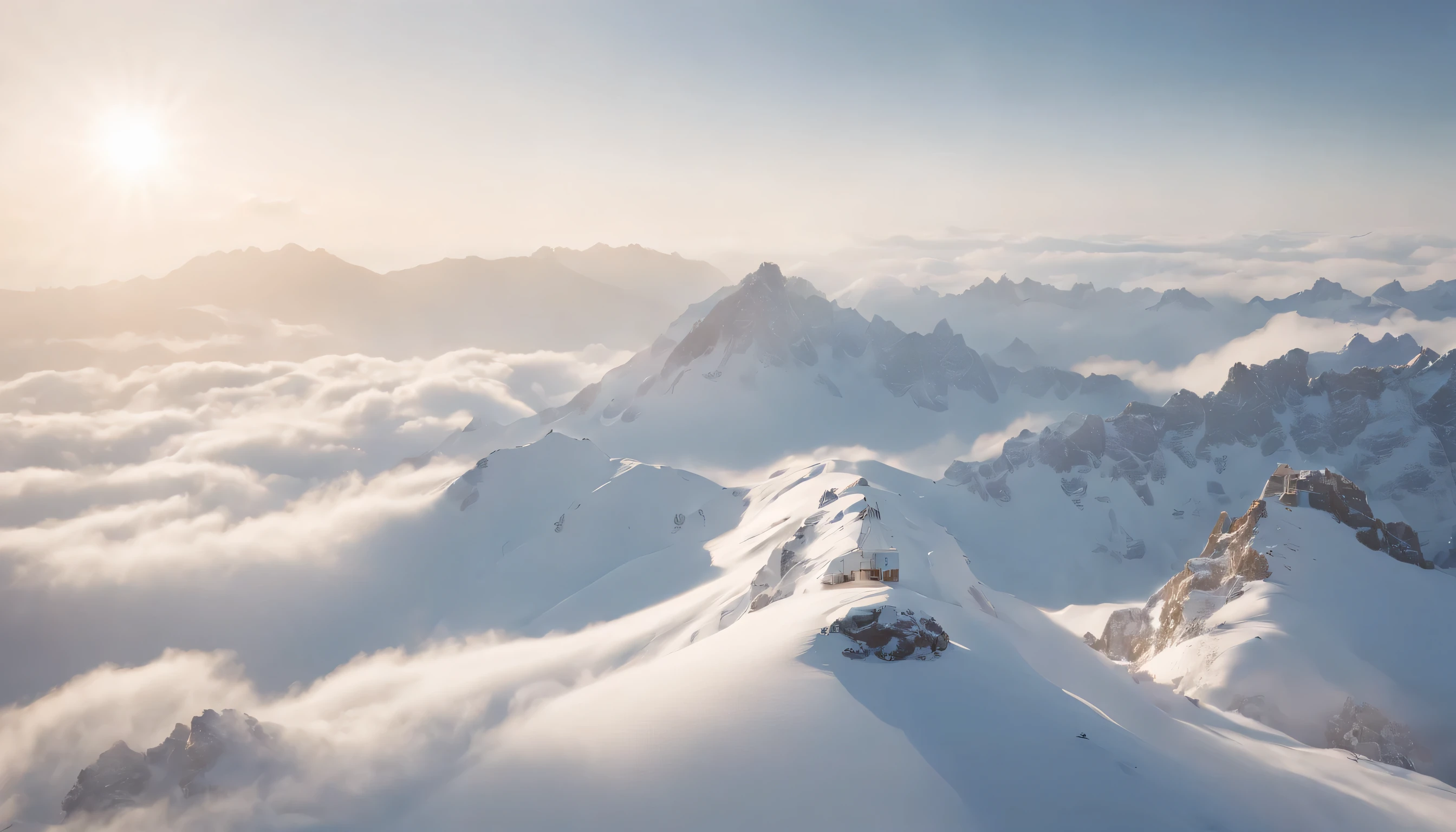 (Highly detailed CG Unity 8K wallpaper、masterpiece、highest quality、Super detailed)、(best lighting、best shadow、very delicate and beautiful)、highest quality、8K、Detailed facial depiction、masterpiece、highest quality、clear image quality、
Be sure to take photos of the clouds and sea of clouds floating in the sub-zero winter sky..。