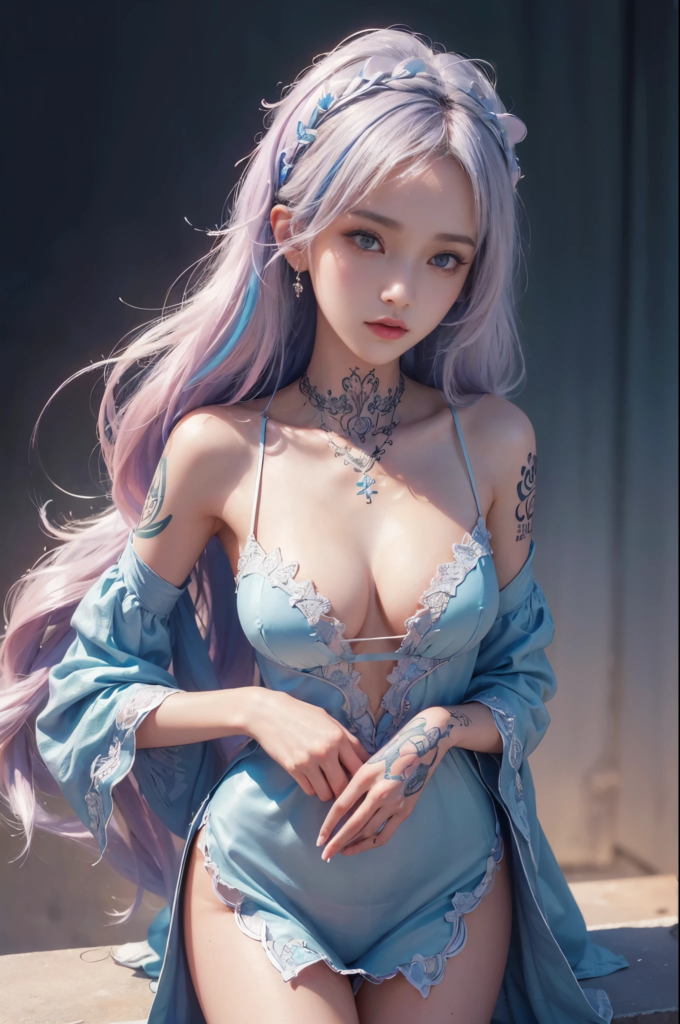 (1 girl, body covered in words, physical words:1.1, Tattooed (word) upon body:1.2),(tmasterpiece:1.4, Best quality at best),mediuml breasts,(Complicated details),Unity8k wallpapers,ultra - detailed,(pastelcolor:1.3),Beautiful and beautiful,ssee-through (The clothes ar),Detailed pubic hair,Alone,Simple background,