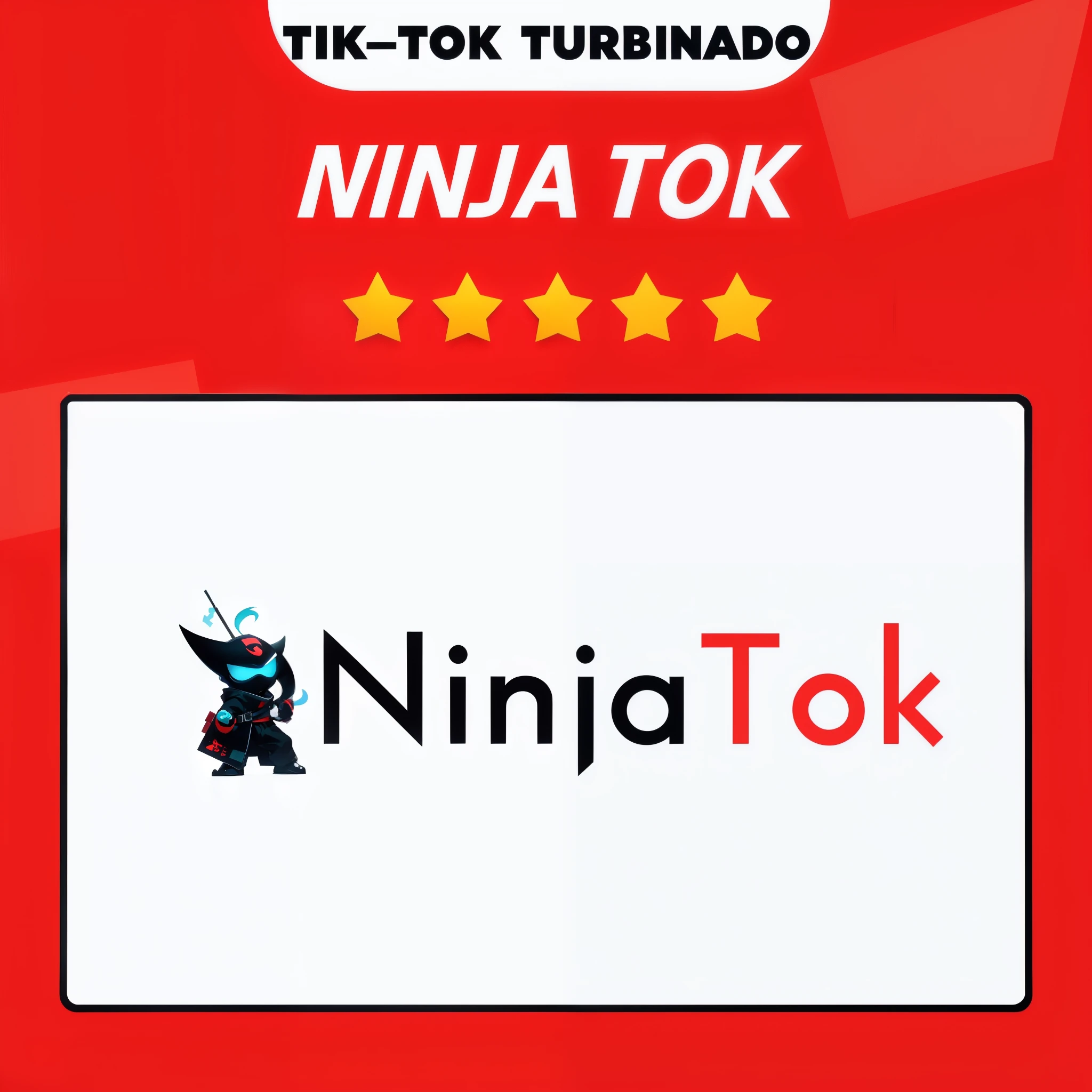 Create an ad banner to promote NinjaTok, an automation tool for TikTok. Highlight the benefits of the product, como aumento do engajamento, growing your follower base and optimizing your content strategy. Inclua os principais recursos, como Auto-Follow, Auto-Like, Auto-Comment, Auto-View, Scheduling and Reporting. Use eye-catching visuals and a persuasive call to action to encourage users to download NinjaTok and transform your presence on TikTok.