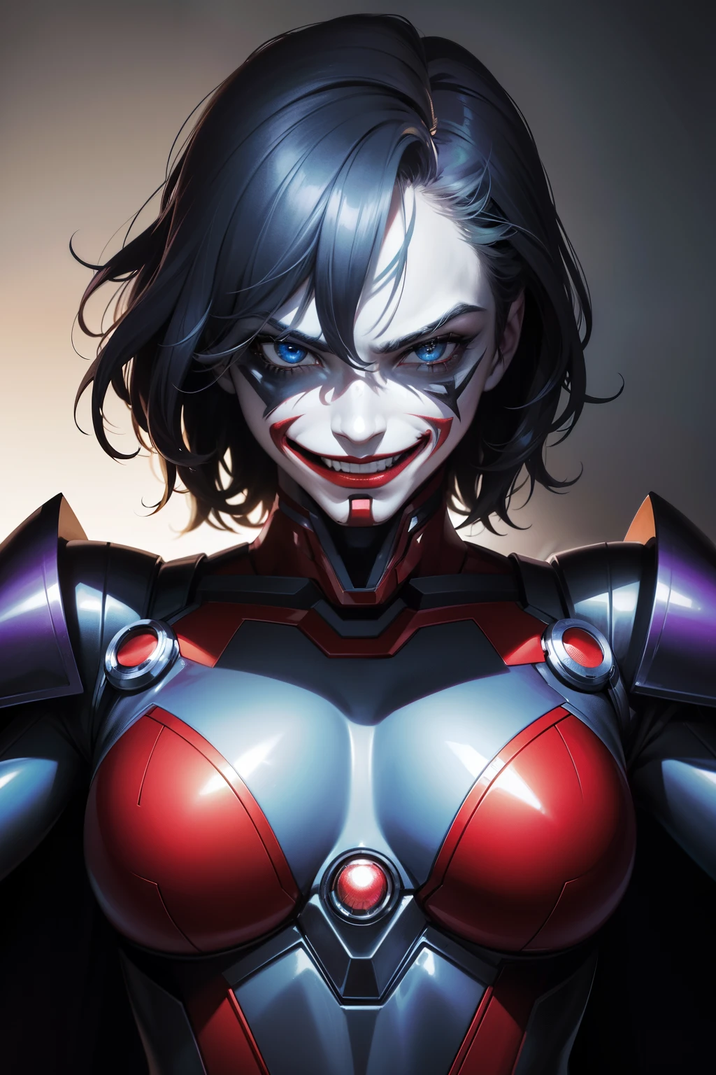 In the realm of DC Comics professional photography, an extraordinary portrait of Ironman transformed into the enigmatic figure of Joker awaits your imagination. The metallic armor, once symbolizing strength and resilience, now adorns a chaotic clown-like grin. Sharp lines and curves define the armor, meshing seamlessly with Joker's intricate makeup and unruly hair.
Expect no less than a 32k image, where every pixel is filled with beauty and detail. The image's Ultra-high definition output boasts photorealistic nuances, highlighting the intricate mechanisms hidden beneath the armor. The metallic sheen gleams in certain areas while casting