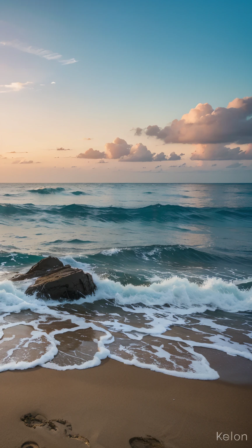 create a nature image with the sea and a beautiful horizon the image must be realistic 4k