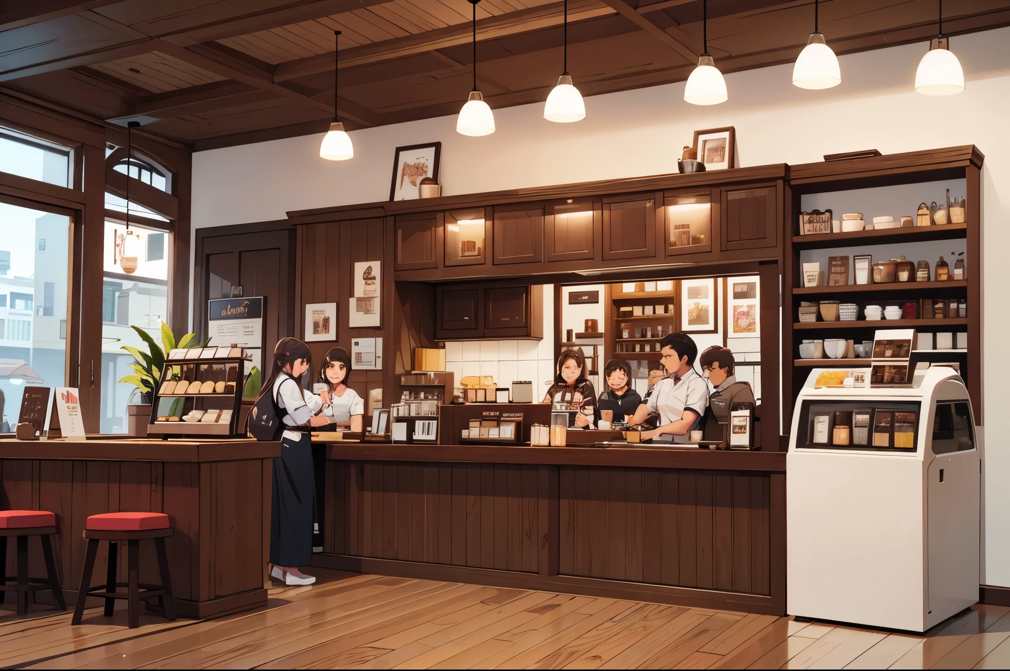 Coffee, cafe, chocolate, counter, barista, cozy atmosphere, cafe culture, beverage, indulgence, coffeehouse, sweet treat, barista skills, aromatic, confectionery, espresso, pastry, coffee shop, dessert, relaxation, coffee culture.