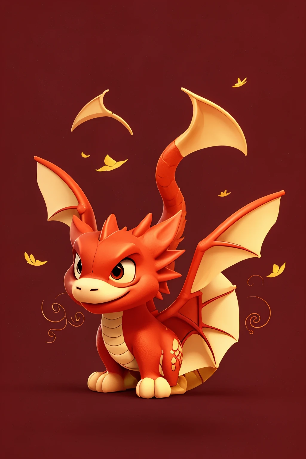 A minimalist illustration of dragon Chinrse New Year poster, featuring only 1 dragon, red and yellow theme, headspace for copywriting