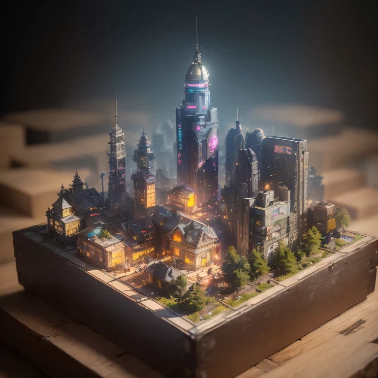 Lunar soil小写实模型, (bifurcation, original photo, best quality, masterpiece:1.4),SteampunkCyberpunk6820 City,(CyberpunkLunar soil light:1.3), Lunar soil (related to land),(in a small nature box:1.3),Isometric, small nature, landscape on foundation,landscape,