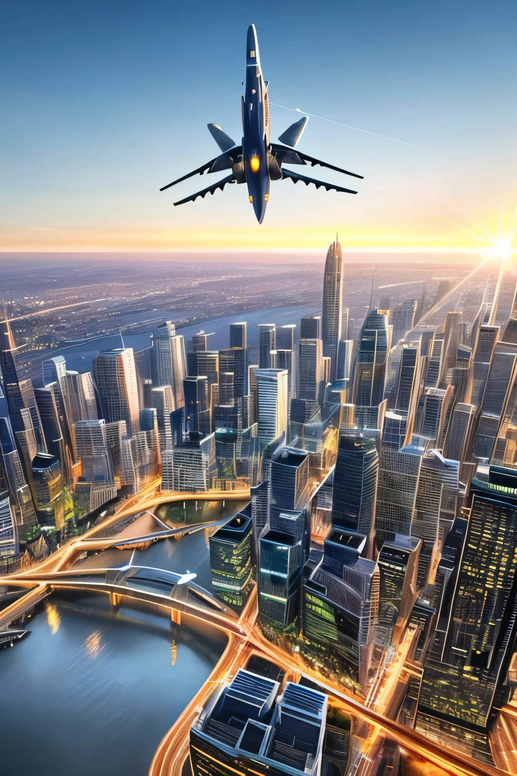 Imagine a captivating and photorealistic image of a futuristic flying car, soaring gracefully above a sprawling cityscape. The innovative design of the car, with its sleek lines and advanced features, stands out against the backdrop of the metropolis below. The cityscape itself is a stunning display of human engineering, with towering skyscrapers reaching for the heavens, their glass facades reflecting the setting sun.
The image should be captured using a high-resolution 16k camera with a 16:9 aspect ratio, ensuring that every detail of the flying car and the cityscape below are rendered in breathtaking clarity. The raw style of the camera settings