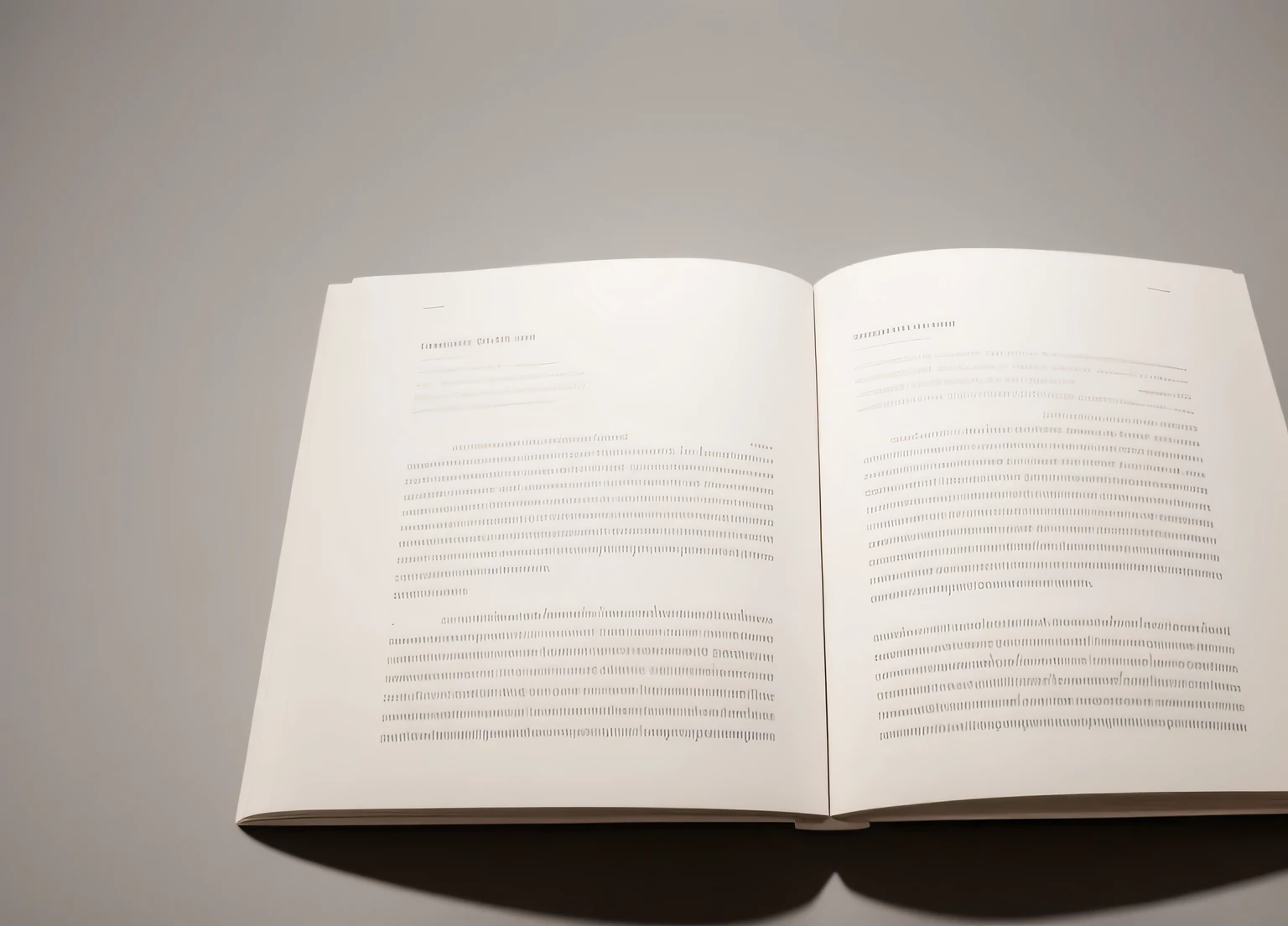 {{A bird's eye view representation of an open book.}}, Your pages {((They are devoid of text and well organized))} {((visto de cerca))}. This is a modern inspired image showing {((the simplicity and clarity of blank pages))}. El medio ambiente/Los antecedentes deben ser {((limpio y ordenado))} Para crear un {((Ambiente minimalista))}. La imagen debe tener el estilo de un {((Photography))}, incorporando elementos de {((contemporary design and simplicity))}. El tiro cenital, captured con un {((Gran angular))} lente, will provide a {((vista comprensiva))}. The lighting should be {((uniforme y natural))}, Destacando {((the texture and cleanliness of the pages))}. El nivel de detalle deseado es {((alto))} con un {((alto-resolution))} resolution, altolighting {((the pristine nature of the pages))}. The goal is Para crear un {((Limpio y moderno))} Imagen que cautiva a los espectadores con su {((Sencillez y elegancia))}.