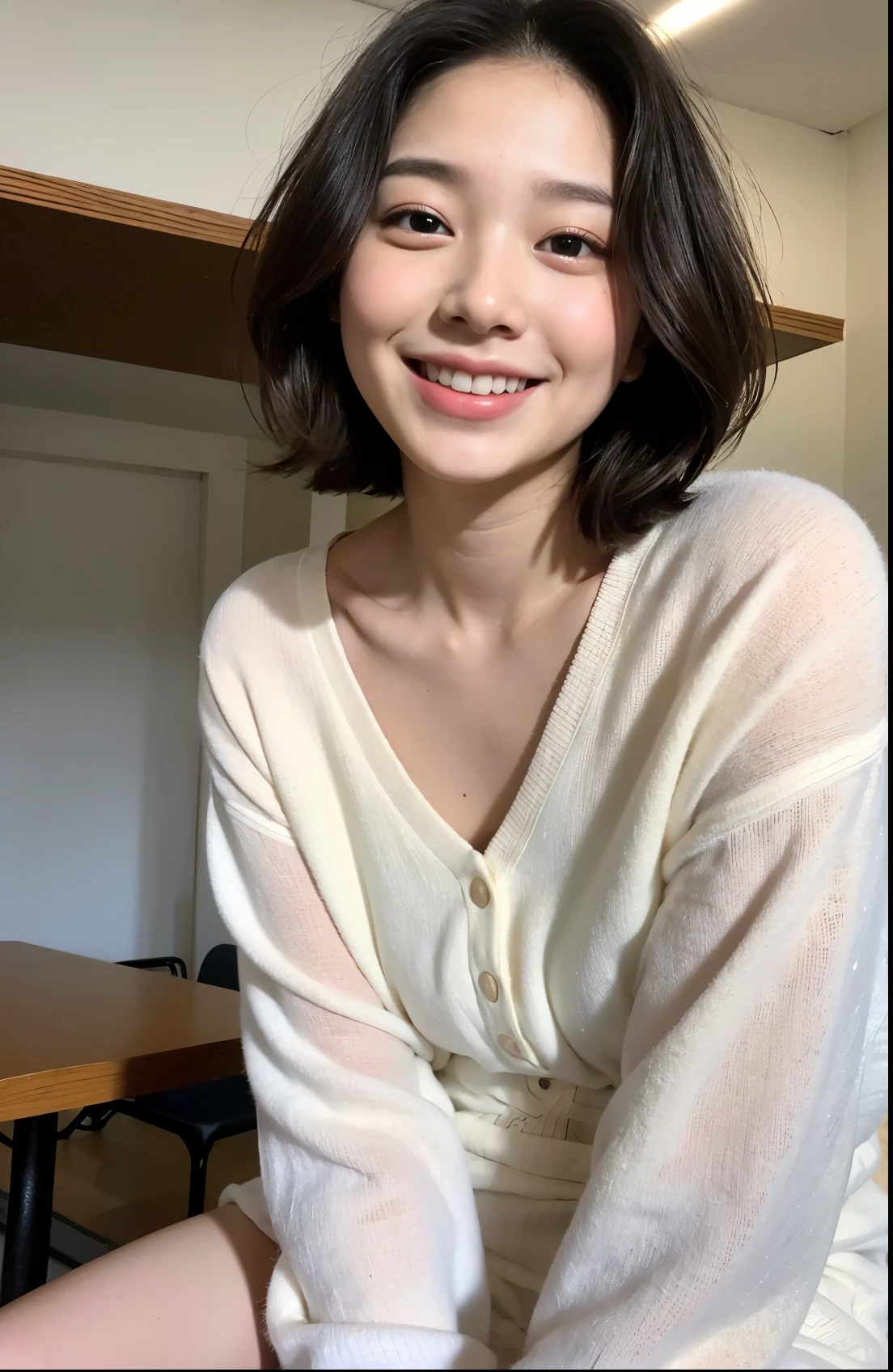 Upper eye, face, baby face, big, short hair, laugh, innocent, fluffy, High School Girls, Nude, Skewed,