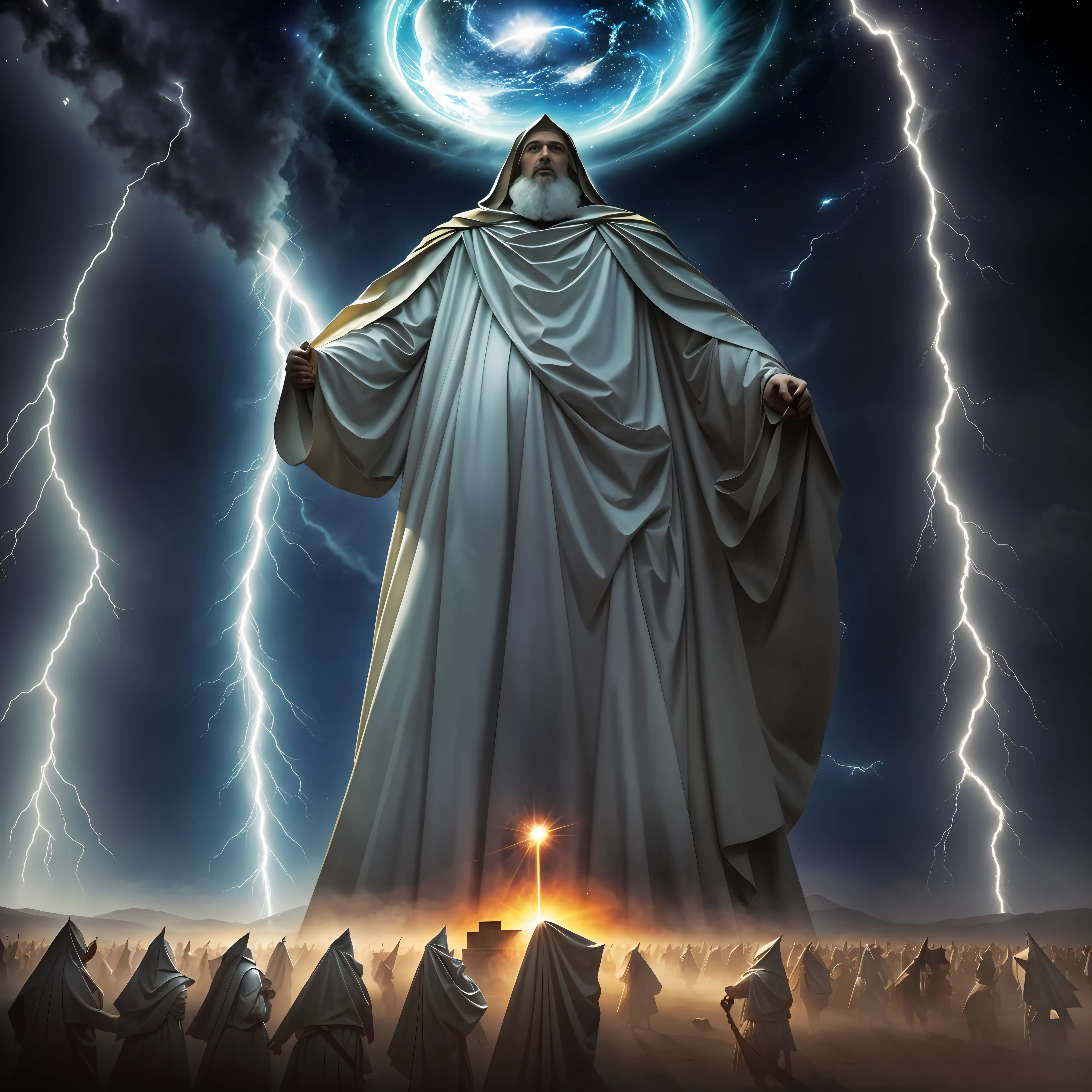 The seventh angel blew his trumpet, and there were loud voices in the heavens, which said:
"The kingdom of the world
became of our Lord
and of his Christ,
and he will reign
forever and ever."
16The twenty-four elders who sat on their thrones before God fell on their faces and worshipped God,
17 saying:
"Thanks to you,
Lord God Almighty,
that you are and that you were,
because you took over
thy great power
and you began to reign.
18The nations were angry;
and thy wrath came.
The time has come for you to judge
The Dead
and rewards
thy servants, the prophets,
your saints
and those who fear thy name,
both small
as great,
and to destroy
those who destroy the earth."
19Then the sanctuary of God was opened in the heavens, and there was seen the ark of his covenant. There was lightning, voices, thunder, an earthquake and a great hailstorm. Cinematic shot in canon 5d ultra realistic skin,, fantasy magical horror atmosphere, (highly detailed environment:1.3), sharp focus, volumetric mist, 8k UHD, DSLR, high quality, film grain, very high quality RAW photography, detailed background, intricate, Phase One 36mm, 16 k.