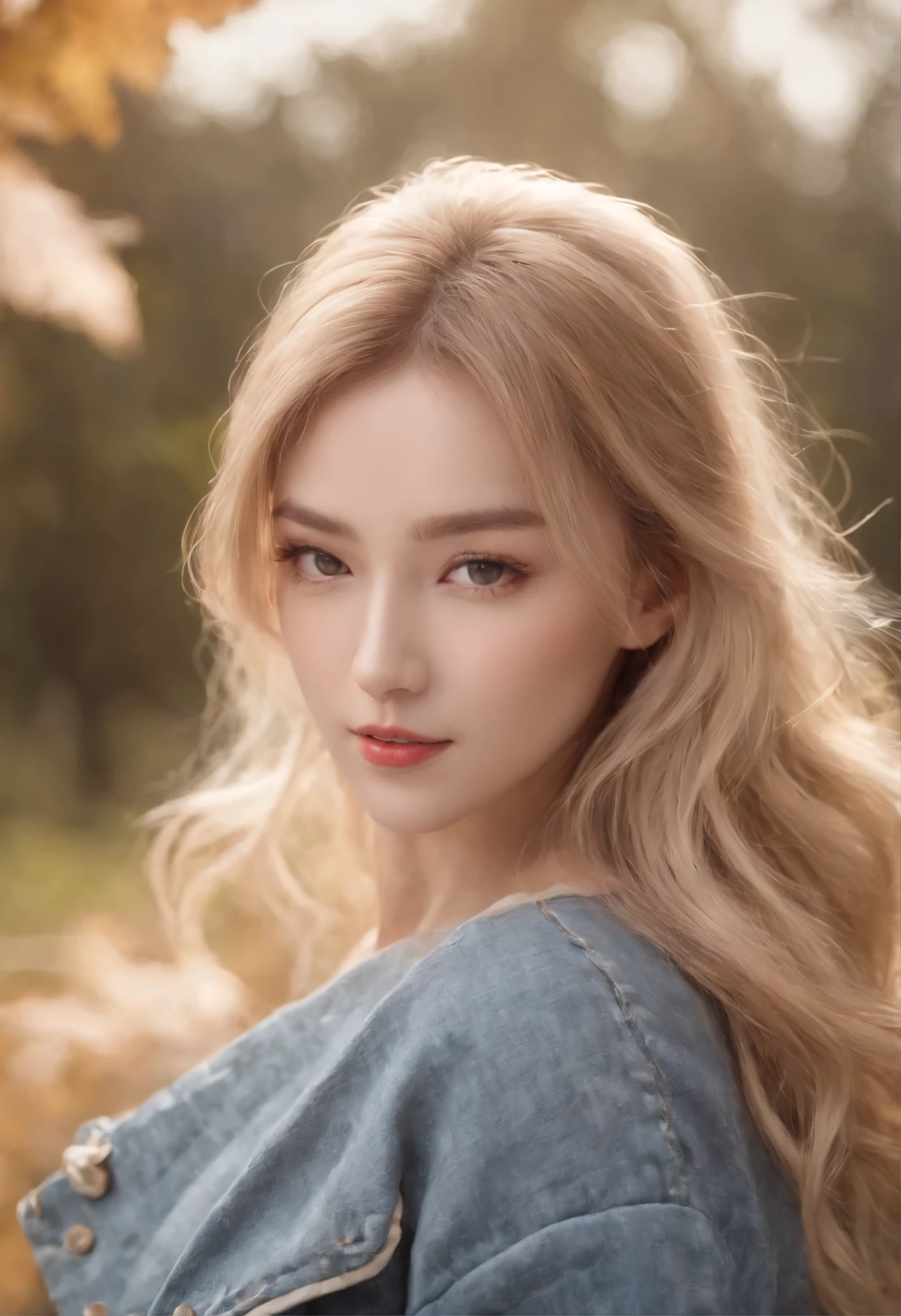 (masterpiece:1.5, best quality:1.5, absurdres), ultra-detailed, perfect anatomy, (hand reference anatomy:1), correct anatomy, realistic, ((detailed face)), photorealistic, sharp focus
beautifull sexy woman, extremely long hair, wild hair, detailed hair, sparkling eyes, eyelashes, blushing, freckles, glossy lips, parted lips, small breasts, perky breasts, (perfect hips), perfect thighs girl wearing puffy winter jacket, plaid miniskirt, wind-blown skirt lift, view from behind, girl walking in the park, fighting against a stormy wind, stormy weather, wind, dark clouds, wind-blown autumn leaves, autumn scenery, nature scenery, extreme long shot, depth of field, cinematic lighting,Beautiful woman of 18 years old、Moisturizing and beautiful eyes、ciri、oval jaw、delicate features、beautiful expression、beautiful blonde hair、long bangs、long ponytail、Blue eyes with a beautiful glow,Fashion model 18 years old、[[[[Close-up]]]]、[[[[chest]]]]、[[[[head]]]]、[[[[shoulder]]]]、perfect eyes、Perfect iris、perfect lips、perfect teeth、perfect skin、soft front light、glow、HDR、(calm color 1.2),1 female,in the dark, film grain, Award-winning photo, (shades of green:0.5), looking to the side