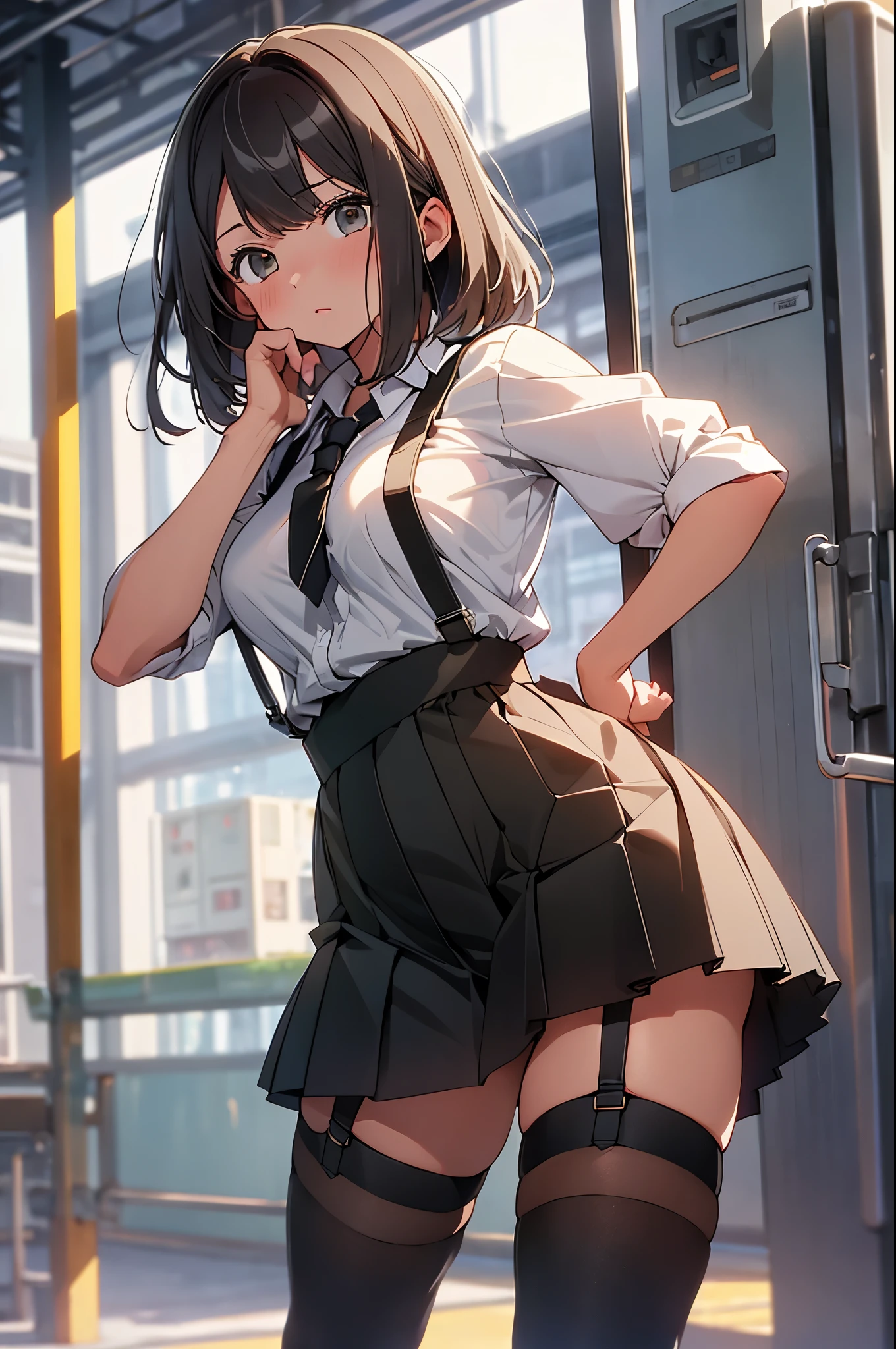 (masterpiece:1.2, best quality), (real picture, intricate details), (skirt lift:1.5), panties, solo, 1lady, (full-face blush), happy, cowboy shot, (classroom:1.2), (night:1.5),(dark background:1.1),  school uniform, accentuate white panties, big tits,