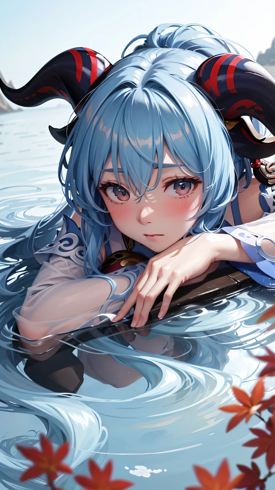 Rosaria Genshin Impact, Iwhole body, (NSTDA.:1.2), (10, beste-Qualit, master-piece: 1.4), ultra-high resolution, (lifelike, photorealistic portrait: 1.48), 25 age, Cute Girl, (Look neatly through the bikini:1.11), Famous Japanese actors, Beautiful breasts, Blue Eyes, Head tilt, cowboy shot, from the side, looking at the audience, expressionless, Beautiful lake, Zeiss 150mm F/ 2.8 Hasselblad, Whole body, foot, Ultra-Wide Angle