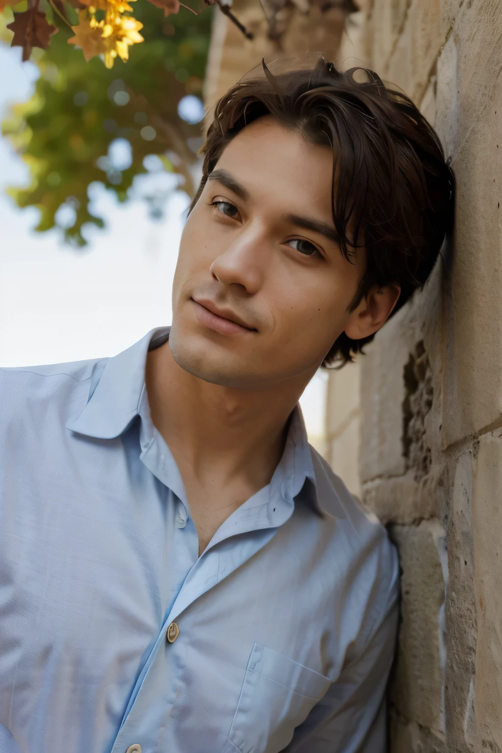 professional guy wearing shirt, medium built, portrait, on a sunny day
