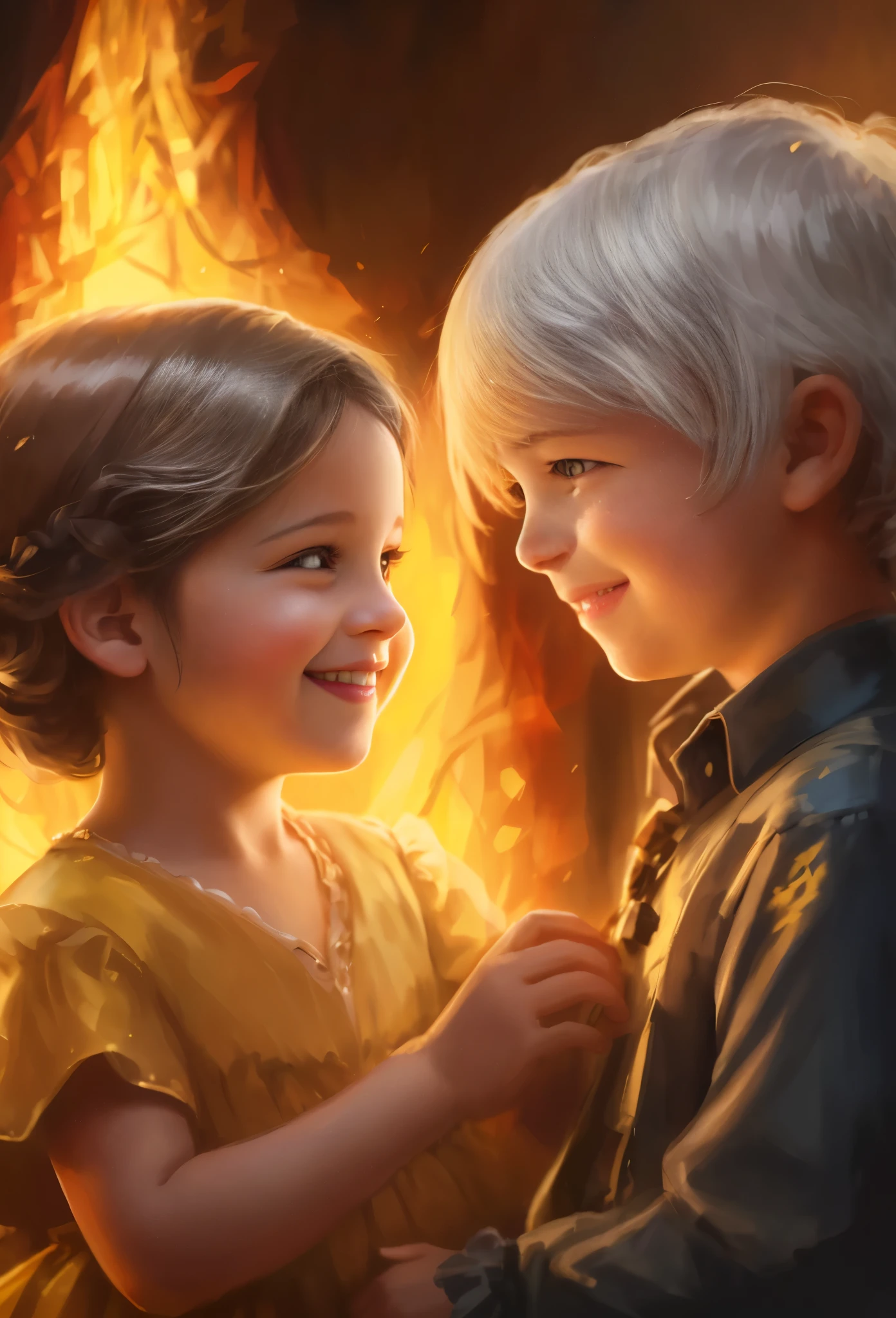 High definition, portrait, girls with dark hair, 3 years old, yellow eyes, smile, tiara, portrait, ballroom in the background, realism, fantasy