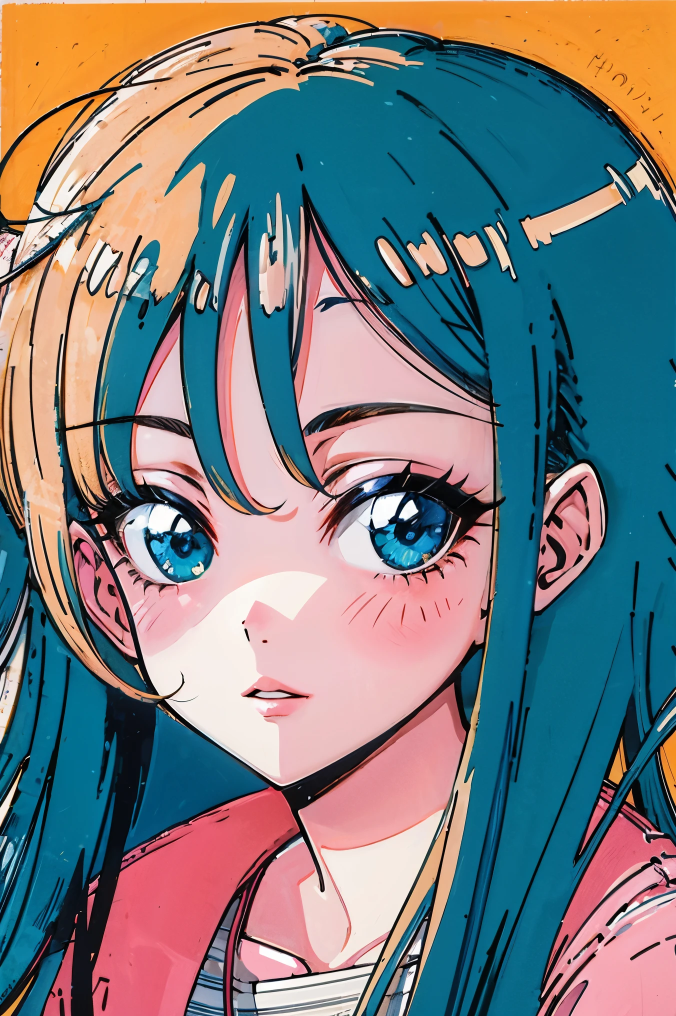 (最好质量:0.8)、(最好质量:0.8)、Analog Illustration、Extreme close-up portrait of pretty woman walking in the city、Koto Tsumi \(styled\), шедевр, 最好质量, 1girl in、In 1990、comic strip、illutst、art illustration、illutst、natsu、Retro、Summer Girl