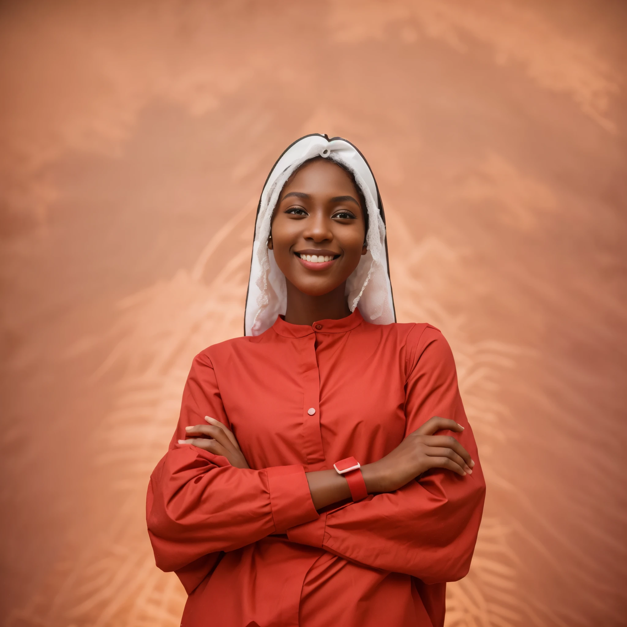 BEAUTIFUL natural SMILING EBONY GIRL WITHOUT EARINGS, HAIR COVERED WITH PRETTY HEADWEAR, HIGHLY DETAILED