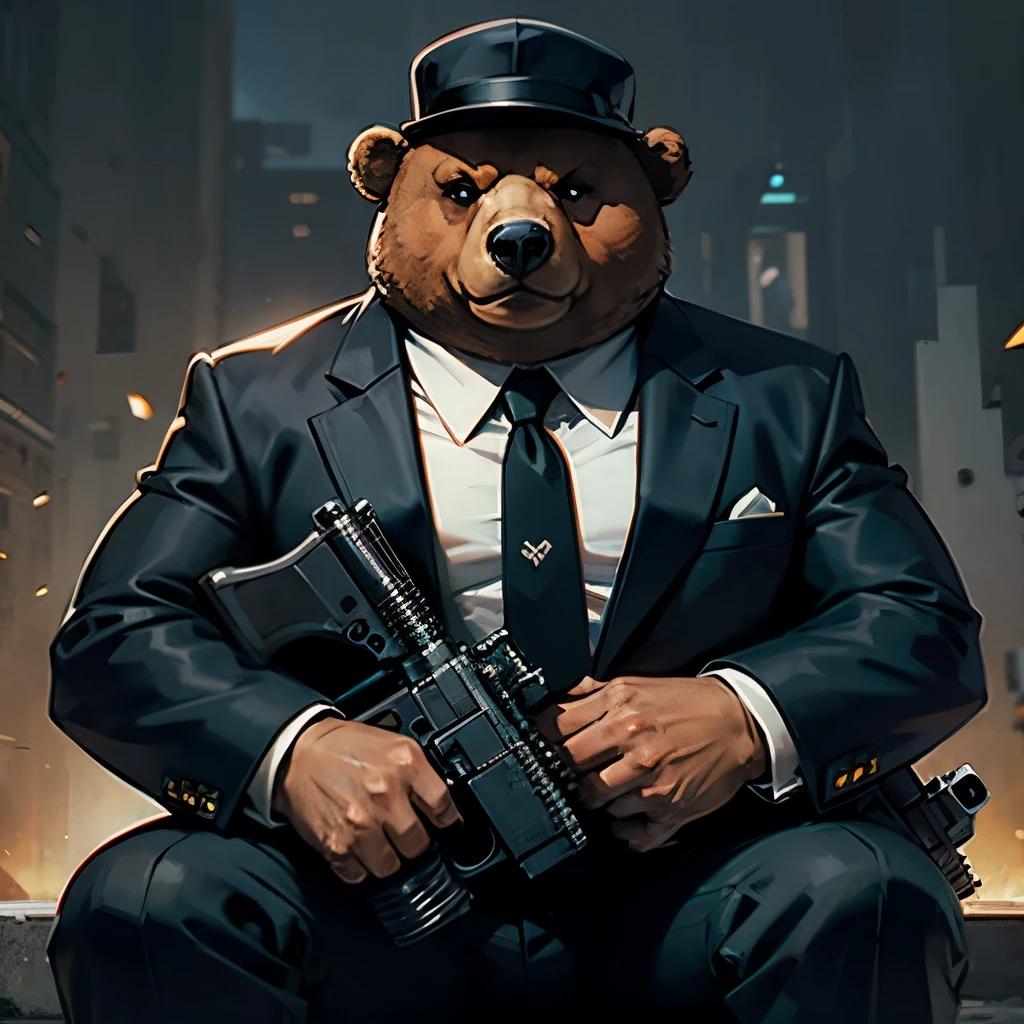 Mafia bear with gun