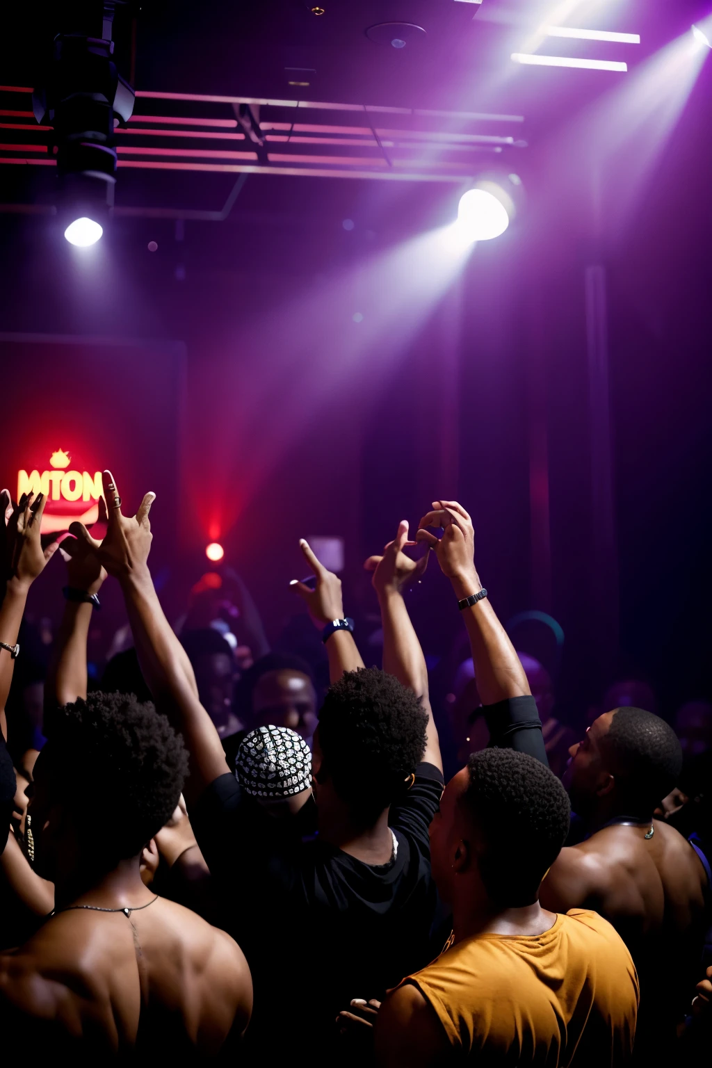 Be in crowd room with black men in club