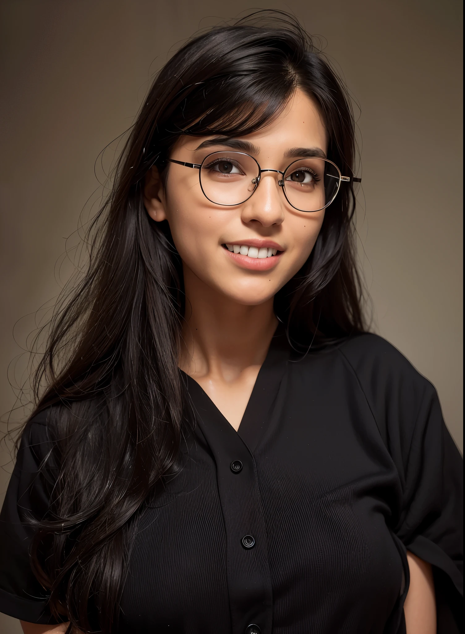 arafed woman with glasses and a black shirt posing for a picture, nivanh chanthara, headshot photo, student, photo of young woman, mid portrait, portrait n - 9, headshot profile picture, mid shot portrait, front portrait, taken in the early 2020s, jayison devadas, faridah malik, profile shot