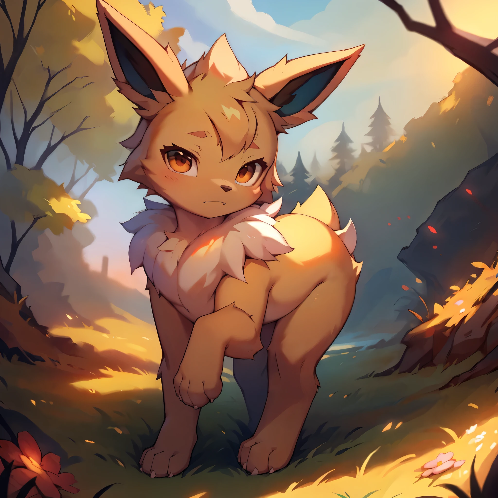 flower_field, flower_ocean, summer, day, sunlight
((jolteon)), [[yellow_body, neck_tuft]], non-humans, no-hair
(((quadruped, feral, canid, canine))), hind_limbs, (pink_pawpads:1.2), (animal_legs, animal_hand:1.2)
solo, looking_at_viewer
Walking, all_fours
best_quality, hi_res, masterpiece, absurd_res
Highly_detailed, 4k, high_detail, detailed_background
uploaded_on_e621, (by_Hioshiru:1.2), (by_Ancesra:0.6), (by_Kekitopu:0.6), (by_kikunyi:0.6), (by_Syuro:1.2), (by_Doxy:0.6), (by_youjomodoki:0.6), by_dacad, (by_reysi:1.2), by_zinfyu, by_pata, by_chunie, by_dr.bubblebum