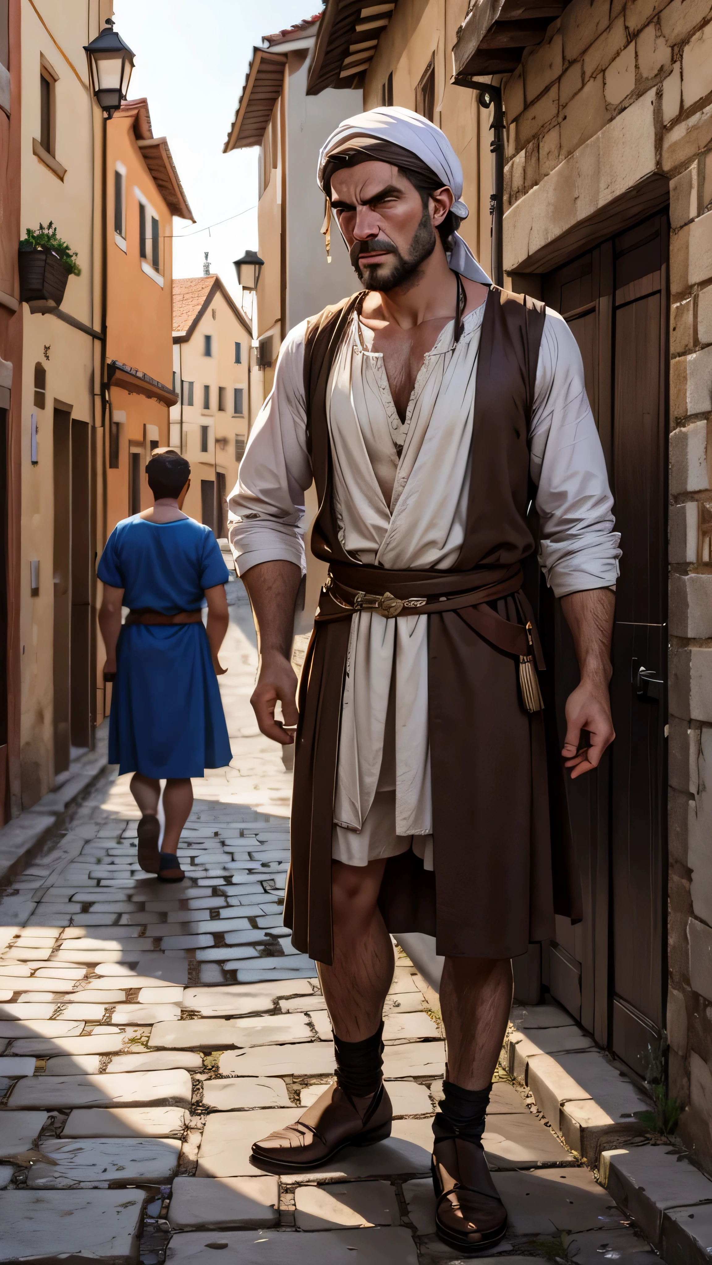 A very shocked European Guy of the poor European town around 500 BCE 