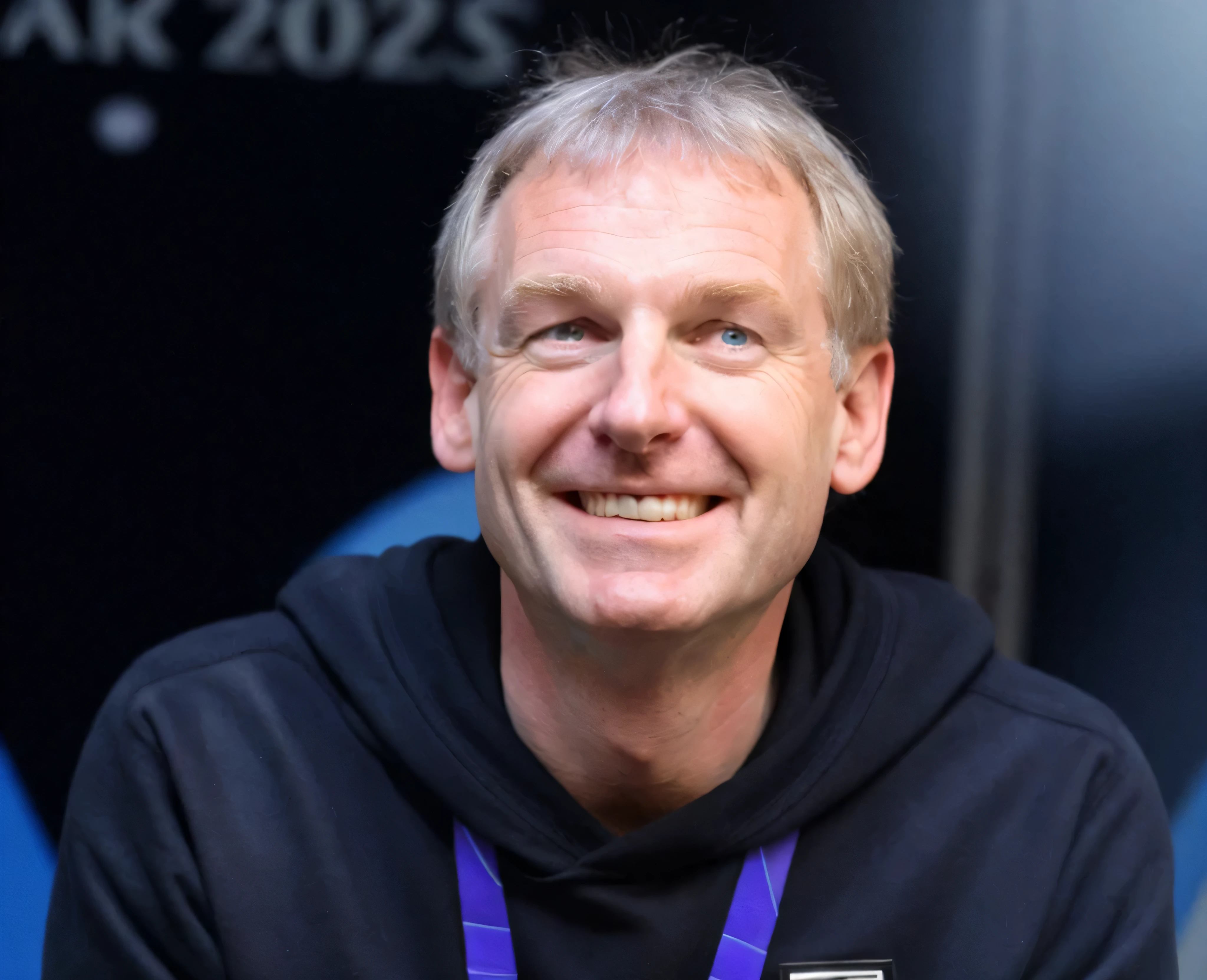 Smiling man wearing black sweatshirt with purple straps and name tag, John Burkey, Mork Borg, Philip Drew, Thierry Rougier, Leon Tucker, Alain Veneteau, Sasha Schneider, courageous martin, rolf valve, Jan Svankmeyer, Stefan Kudle, Michael Kirkbride, Sergey Vashnev, Andre Penovac