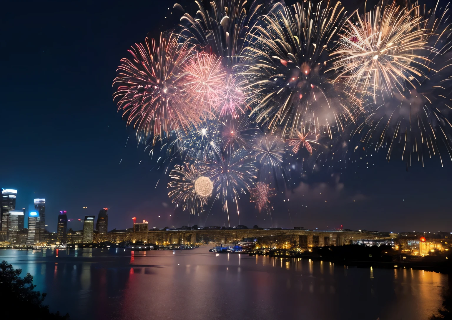 new year,night sky,Brilliant fireworks,Happiness knows no borders,festive,