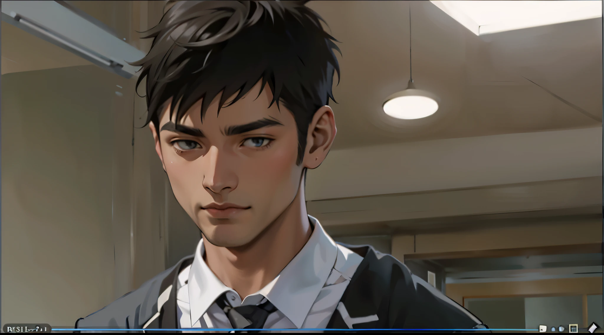 hay un hombre con cabello morado y un tenedor en la mano, realistic art style, realistic anime art style, realismo animado style, estilo anime semi-realista, estilo de arte anime realista, obra de arte al estilo de guweiz, hecho con estudio de pintor anime, en un estilo anime, realism artistic style, pintado en estudio de pintor anime, realismo animado, estilo anime 2d