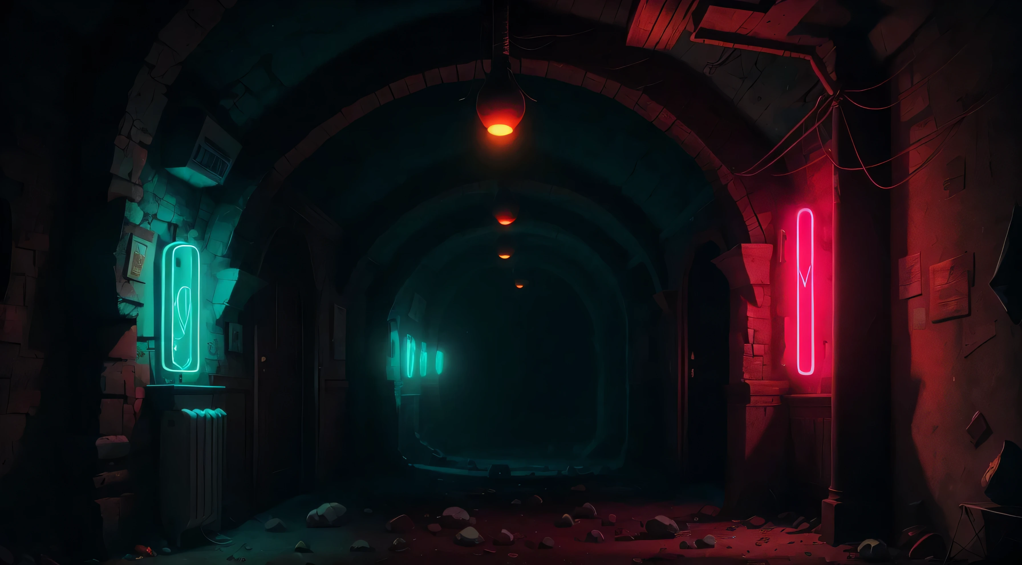 gravity falls, background, mistery, fantasy, cinematographic light, neon, florest 