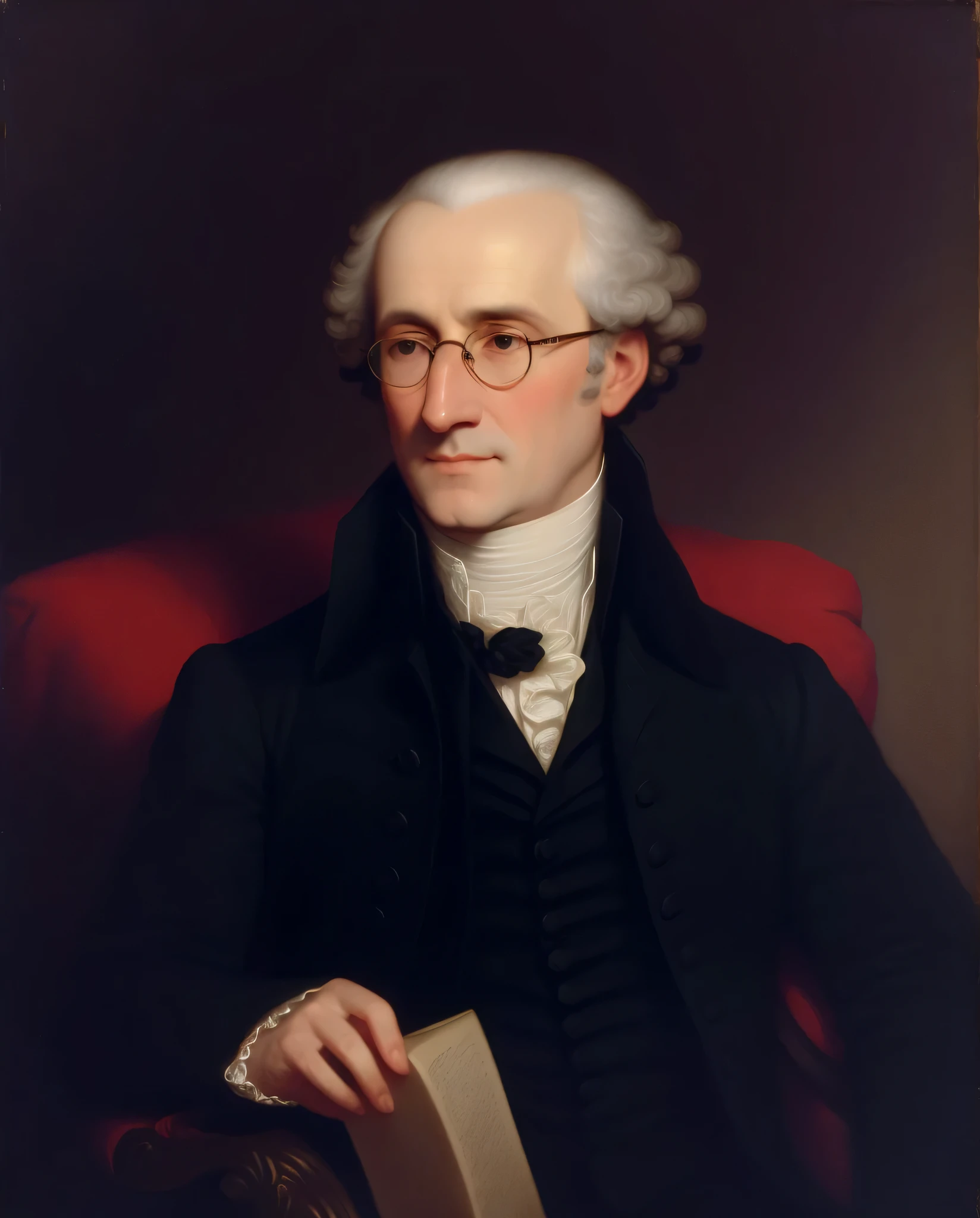sharp portrait of a man in a black coat and glasses, Direction: Tiago Peale, foto de retrato, Direction: Charles Willson Peale, Estilo Gilbert Stuart, inspiRed Direction: Charles Willson Peale, Direction: Henry Ives Cobb, Jr., historical portrait, C. R. Stecyk III, Direction inspirada: Tiago Peale, foto de retrato, Direction: Rembrandt Peale