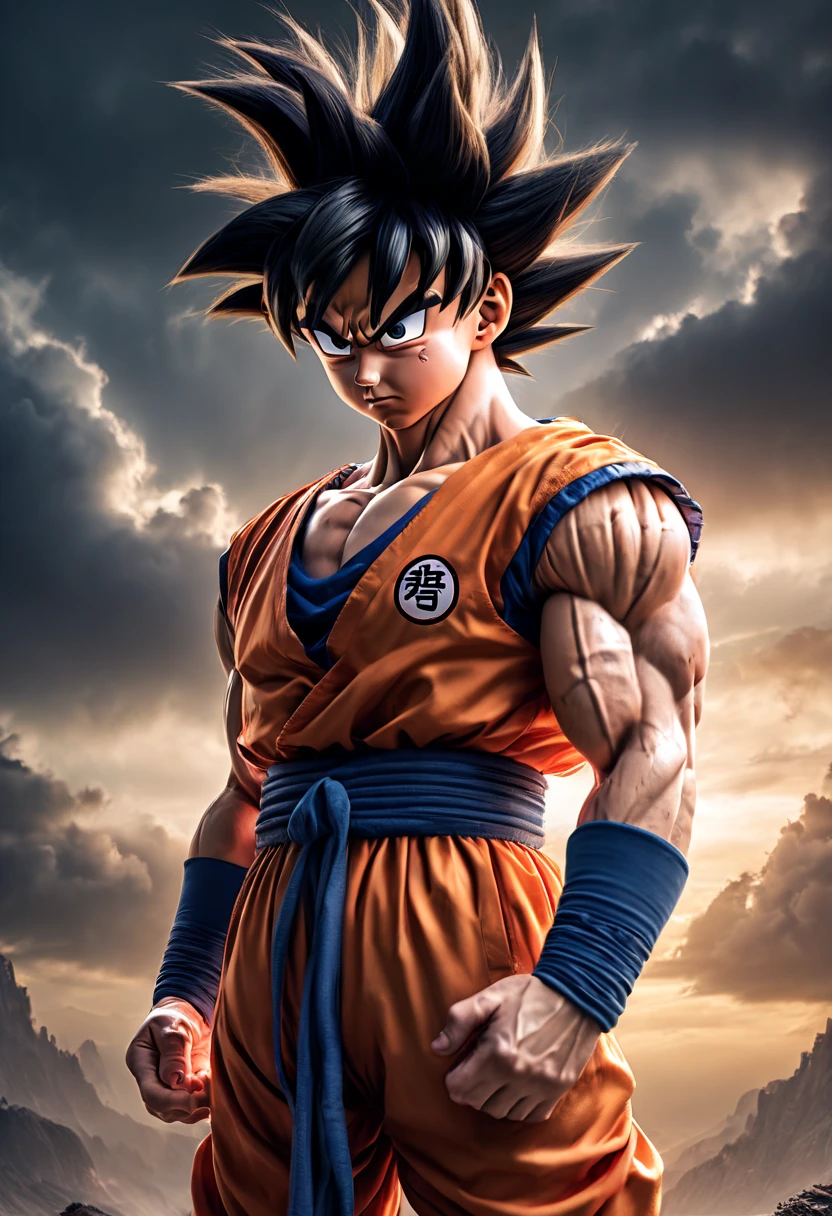 (Ultra realist:1.5), (Son Goku Sayan:1.5), (Sayan Namek:1.3), ultra detailed background, beautiful photography, (soft fur:1.3), expressive eyes, sunset glow, Lightning bolts,Posture, (ultra detailed eyes:1.5), (Clothes 100% Broken:1.5)