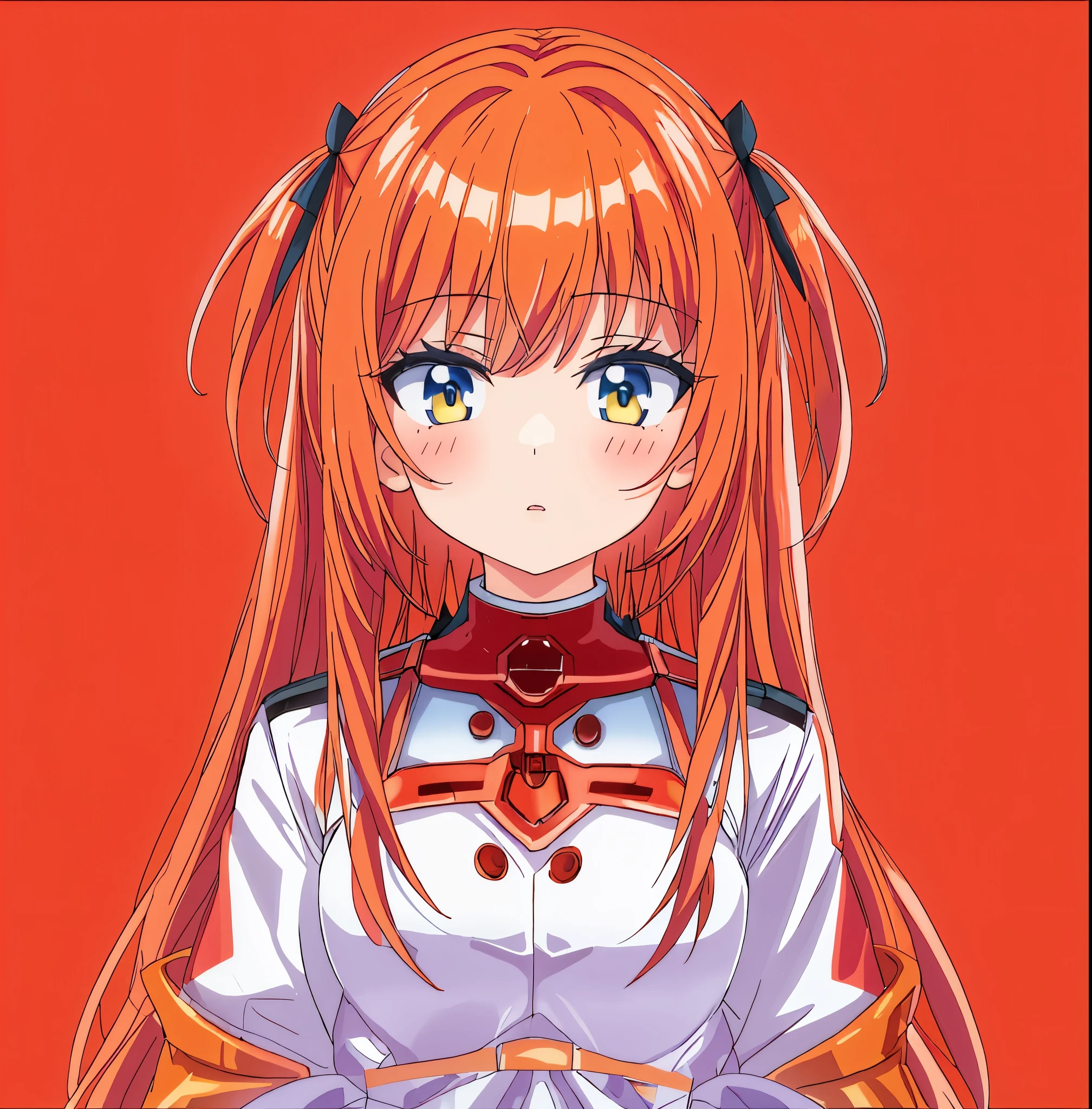 1girl, Zero Two, Kuudere, close-up, masterpiece, best quality, basic waifu, superultra detailed, no scenery, blank background, black background, basic waifu illustration, orange color theme