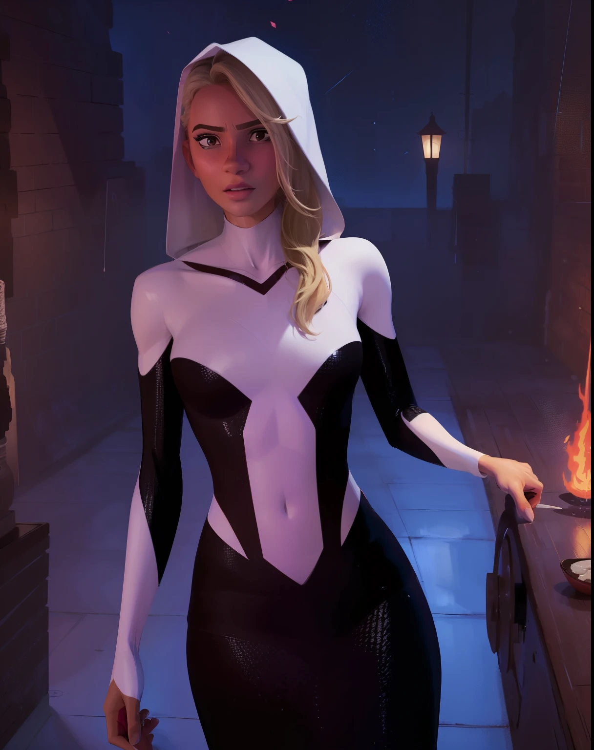 (((comiс style, arte dos desenhos animados))).  a hot goth vampire girl, mulher de vestido preto medieval, corpo quente, sensual , NSFW. in the cemetery under the moonlight., coberto de sangue. Crescimento total no quadro. altamente detalhado. cinematic lighting.