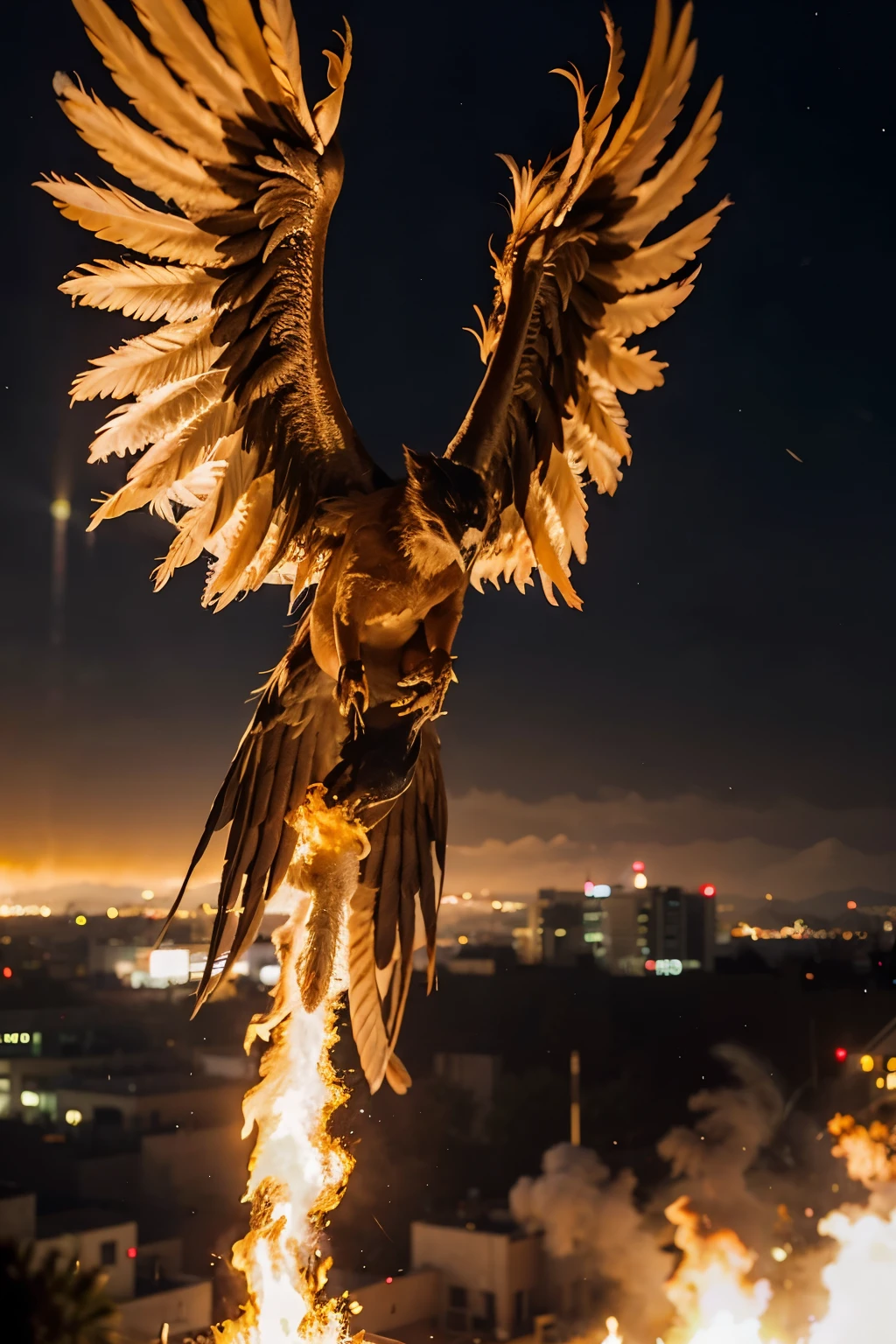 Phoenix flying on fire