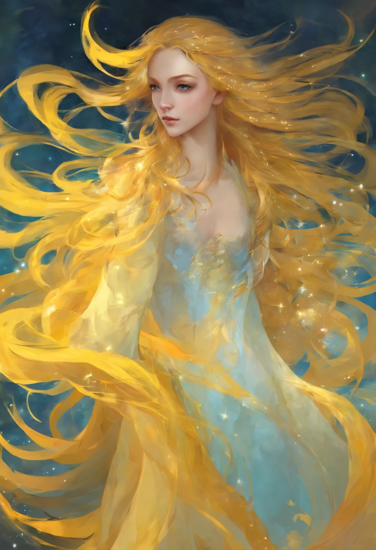 cabelo amarelo,The eyes are dark blue,s bonitas,jovens,e cabelos amarelado,semi-longo,