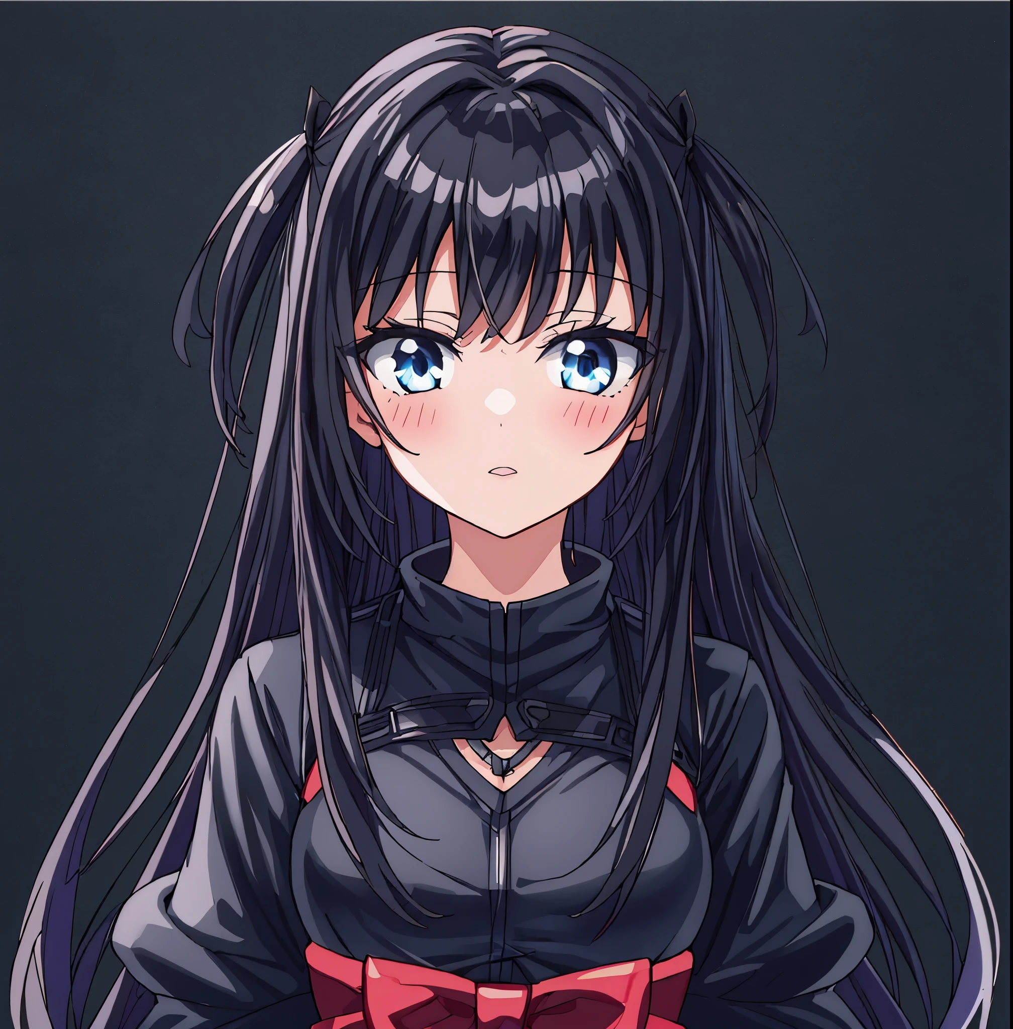 1girl, Mai Sakurajima, Yandere, Obsessive and Possessive, close-up, masterpiece, best quality, basic waifu, superultra detailed, no scenery, blank background, black background, basic waifu illustration, black color theme, black hair, black background, black outfit