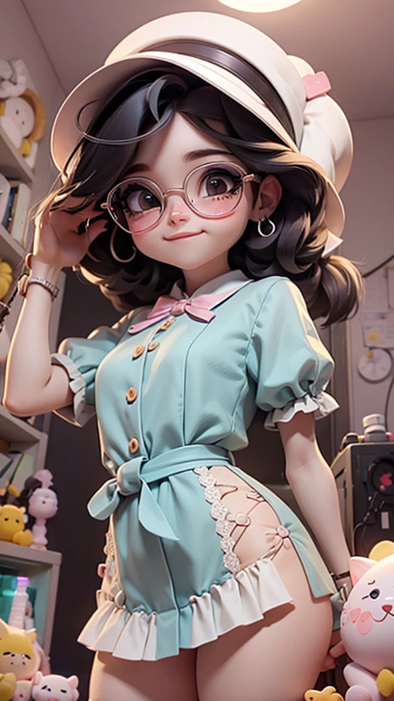 Create an 18K version of the science laboratory. Jolie doll science lab : Deve ficar charmoso e bonito, Keep the iconic elements of the original character. science laboratory should have a round face with large dimensions, olhos claros, long eyelashes and rosy cheeks. Seu cabelo deve ser longo e tons preto de cor escuro. Vestido bonito: Vestir chibi em um jaleco JANAINA bonito e elegante em tons de PINK e AMARELO . O jaleco pode ter babados, renda & details made structures and elements of molecules , A reference to the theme science laboratory . Add loops or ribbons, Para dar um toque de delicadeza. avental . Adicione um avental marrom sobre o vestido de Jolie, It is tied at the waist with a thin bow. O avental pode ter pequenos detalhes, como bolsos ou bordados finos. Meias e sapatos bonitos: Complete the Jolie science lab look with fun details. standingn, Coloque sapatos de boneca bonitos, com gravatas ou fivelas. Magic Accessories: Add enchanting accessories to the science laboratory , no cabelo ou fivela singela . You can also get your hands on beautiful themed accessories. Certifique-se de adicionar sombras, texturas e detalhes nos cabelos, Jolie science lab outfits & Accessories, to make it even more charming and charming. Give him a smiling expression and a sweet smile on his face, Capturing the essence of the character in a subtle way, lovely hands, Skull Hands, "sozinha" with black hair and glasses in a laboratory, she is in the potions workshop, retrato de lofi at a window, working in your science lab, in a cluttered lab, lab in the background, I was in a laboratory, retrato detalhado, in a dimly lit laboratory room, artgerm e atey ghailan, retrato de lofi, in the laboratory room there is a telescope, a microscope and a (large updated periodic table hanging on the wall) 3D..