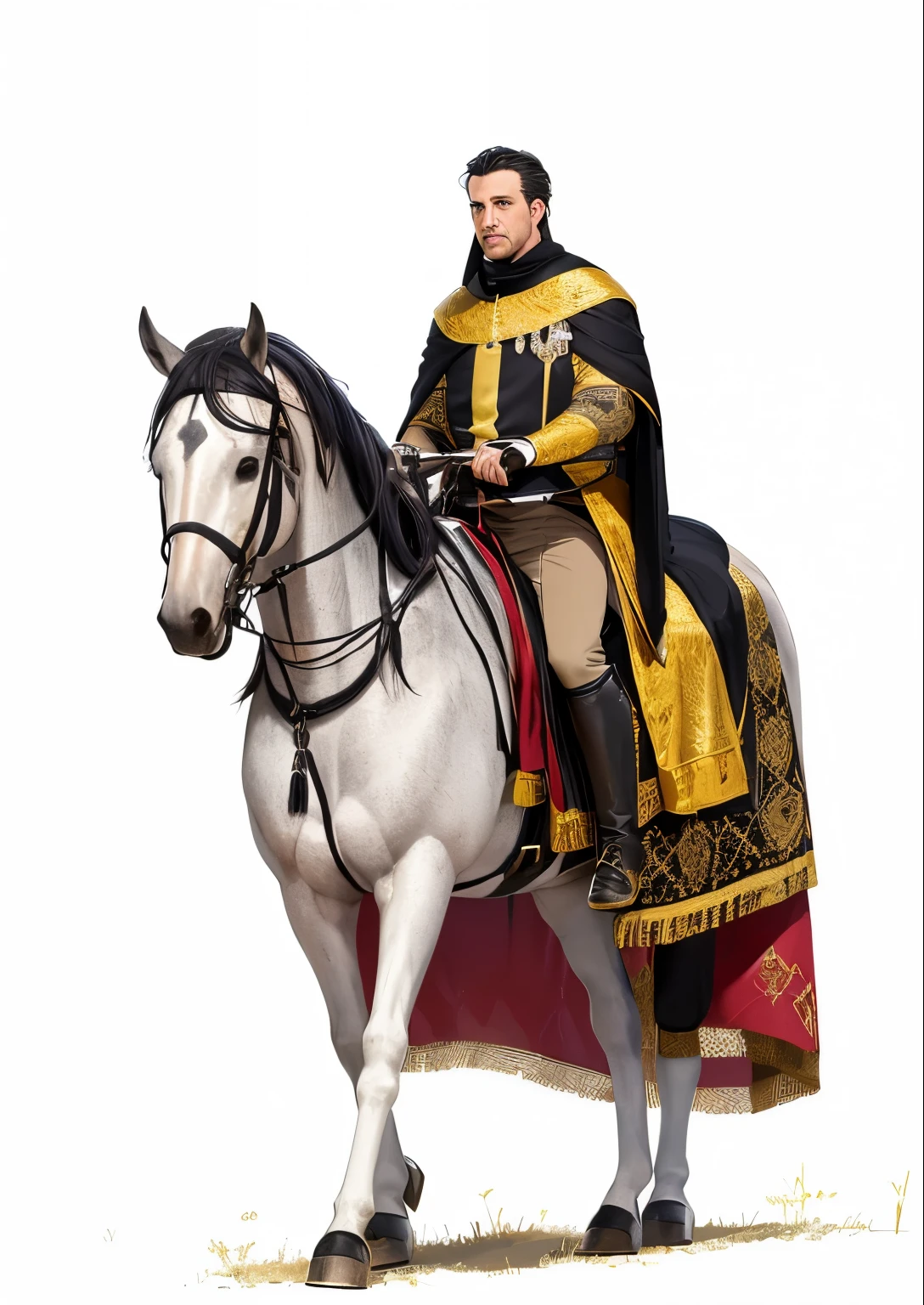 homem arafiado em um manto dourado andando a cavalo, velho rei medieval, grande rei de stovokor, portrait of velho rei medieval, portrait of a velho rei medieval, cavaleiro santo cruzado medieval, Santo Cruzado Medieval knight, teutonic knight, Santo Cruzado Medieval, homem no traje do cavalo, photo of a male cleric, santo cruzado medieval