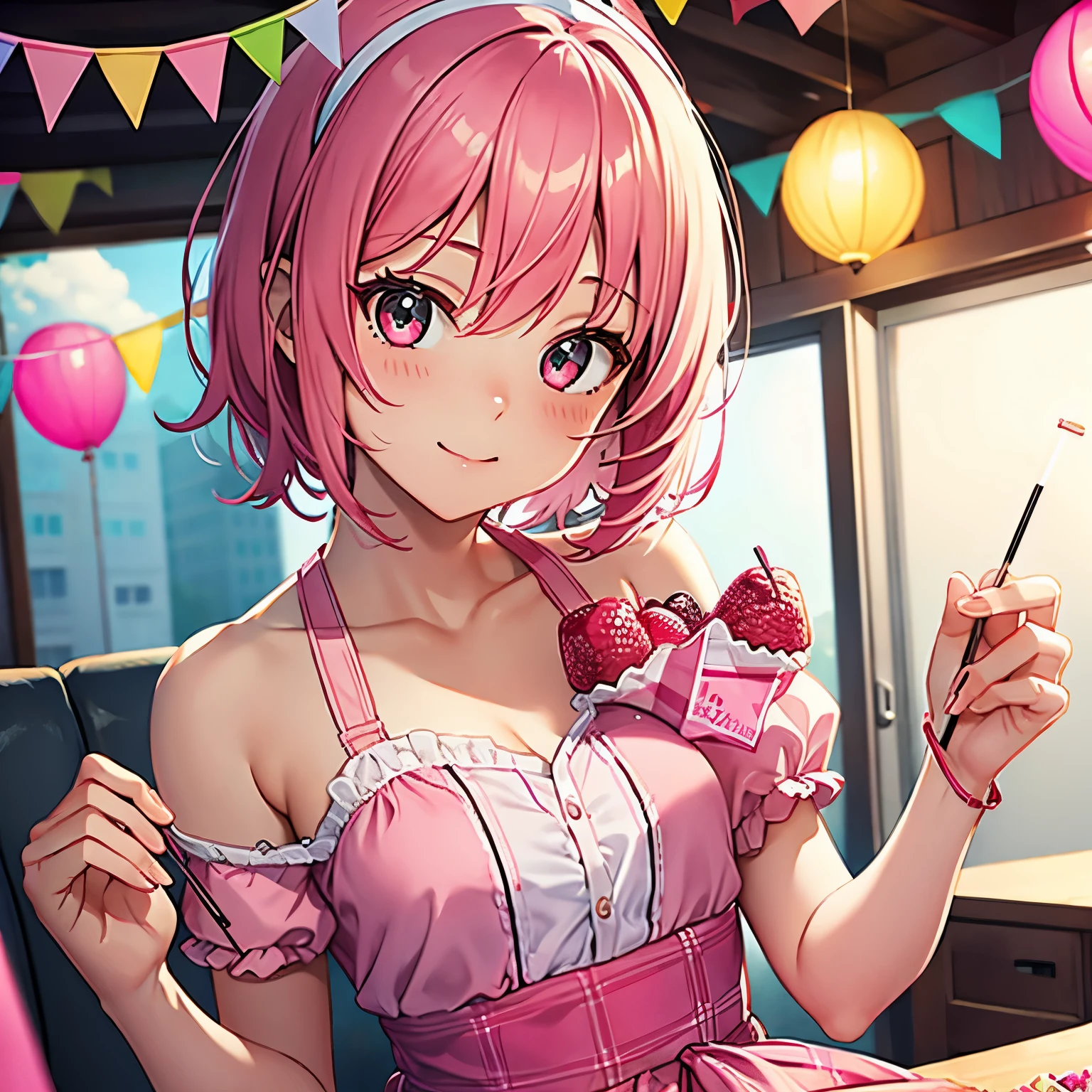 Streamer Girl, Short Pink Hair, Birthday Party, Candy, Berry's, 