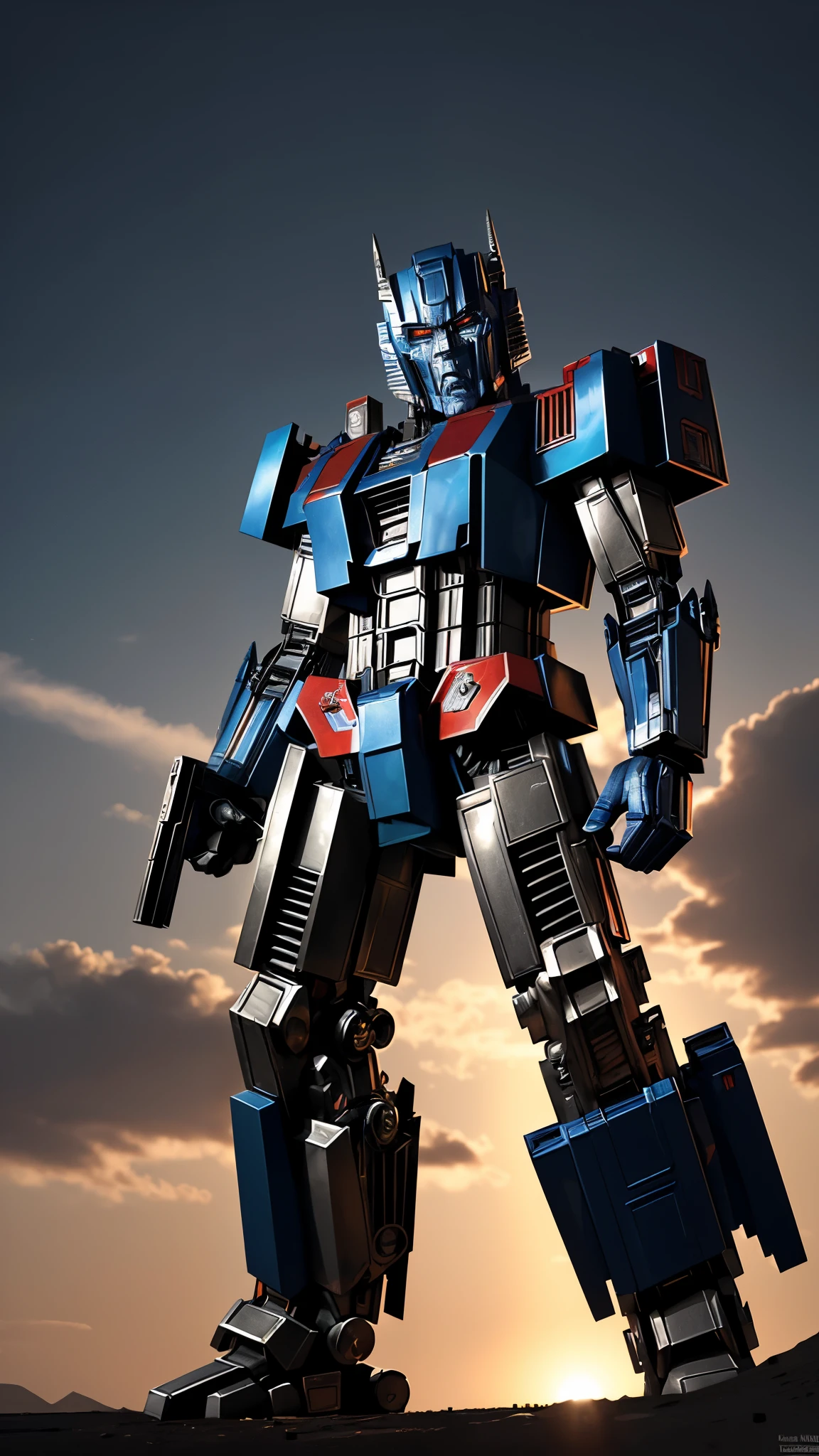 A meticulously detailed and lifelike image of Optimus Prime's iconic face, transformed into the logo of MR. Alpha 07. The high-definition rendering, with a resolution of 4k, showcases the intricate textures of the Transformer's metallic façade and piercing eyes. Realistic shading and lighting add depth and dimension to the profile of the beloved character, capturing the essence of Optimus Prime in this impressive design. artists: ken narive, saranagAM, todd mcsweeney, 8k, digital art, science fiction, transformers, vector art, pop art.