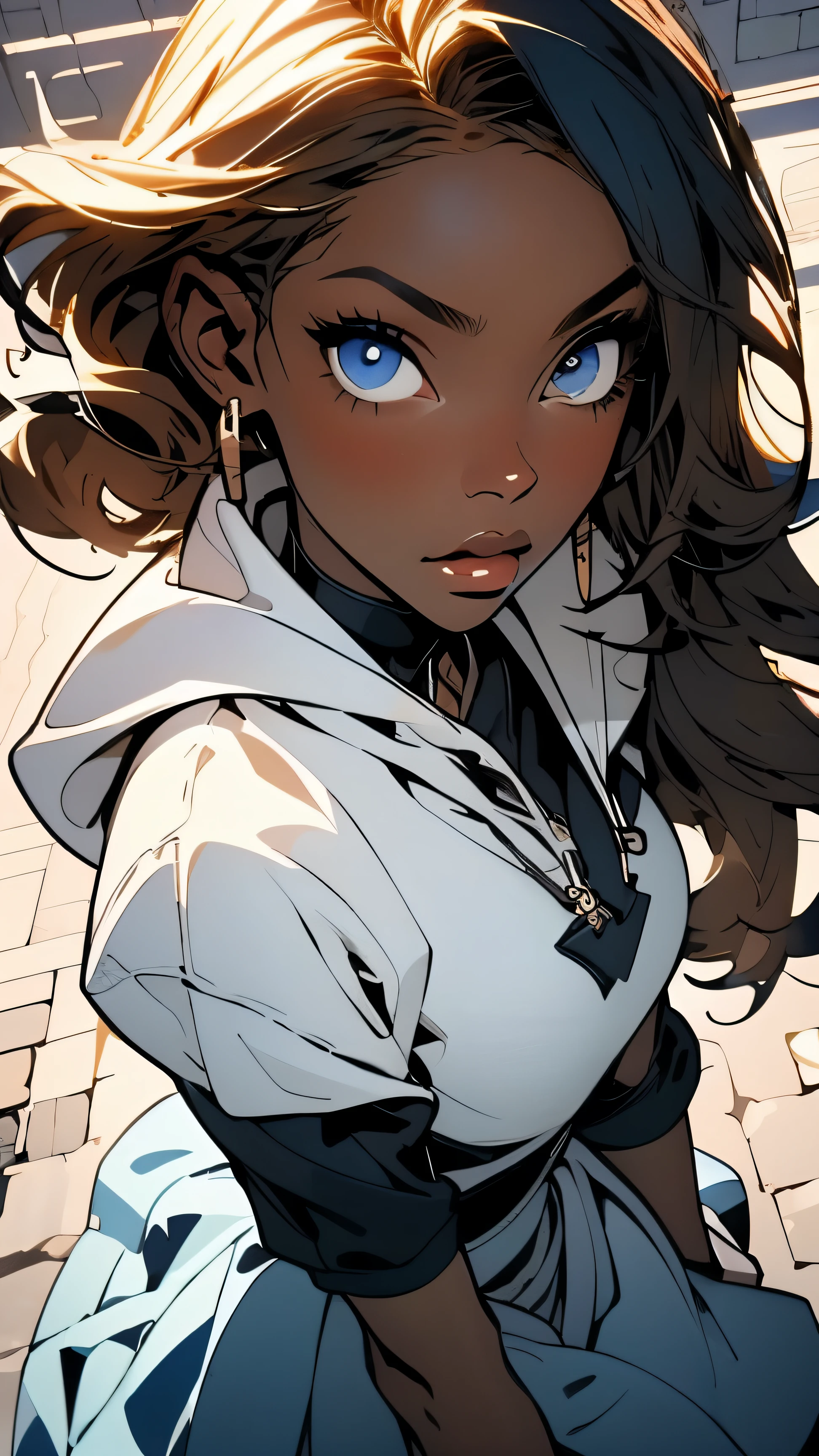 wavy hair, detailed