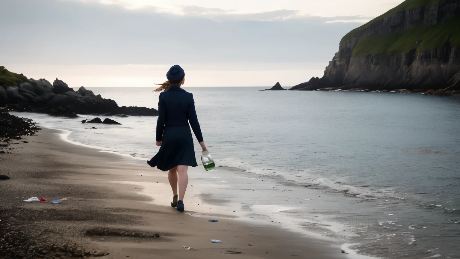 Emily walking along the windswept cliffs, gazing out at the endless ocean. One fateful day, as Emily sat on the rocky shore, she spotted a message in a bottle washed ashore. Curious, she uncorked the bottle and discovered a weathered letter inside. It was a heartfelt message from a sailor named Jack, expressing his love for his sweetheart, Lily, and promising to return to her side.