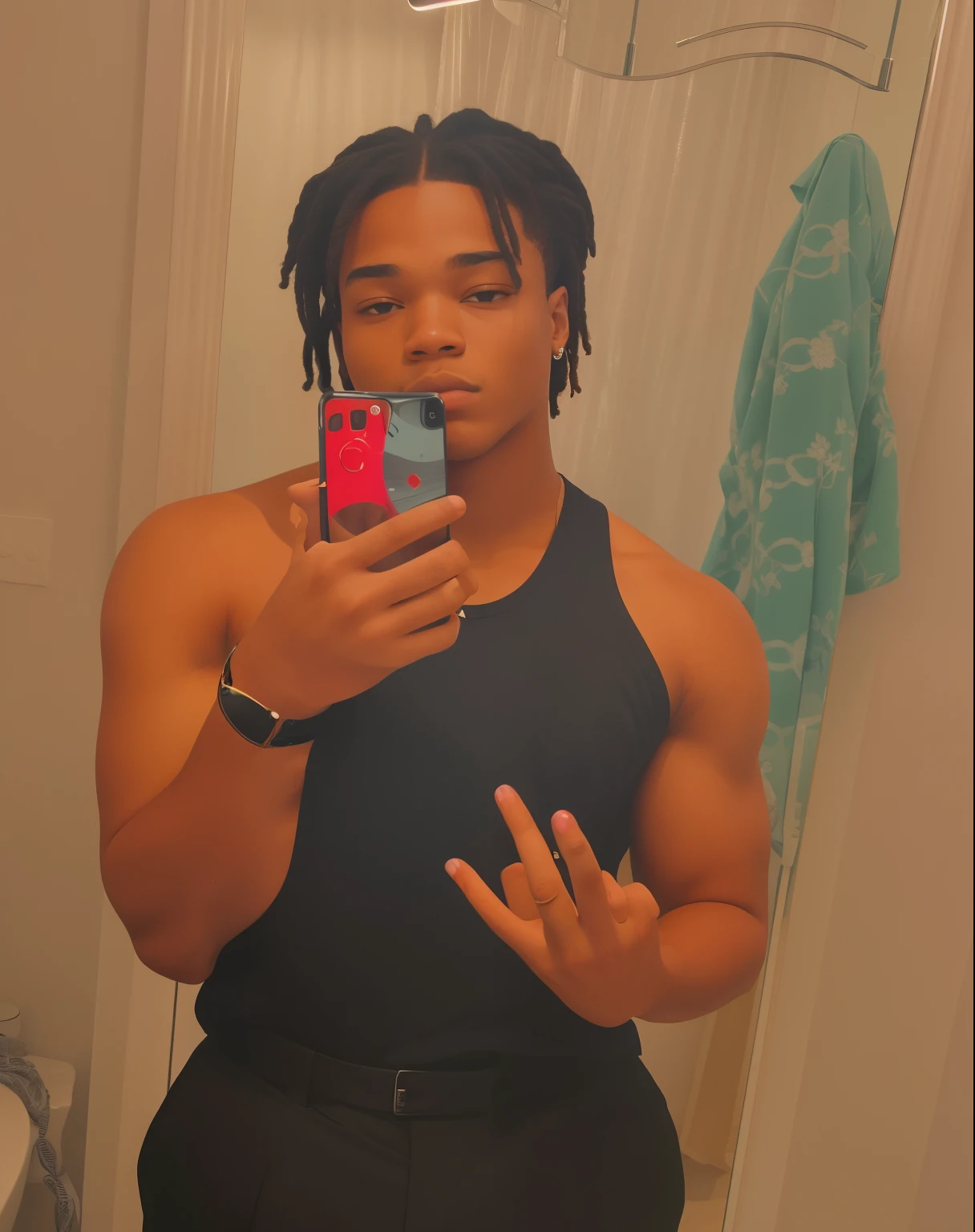 there is a man taking a selfie in the mirror, taken in the early 2020s, very very low quality picture, around 1 , low quality photo, low quality photograph, profile pic, profile picture, in style of tyler mitchell, smooth in _ the background, photo in style of tyler mitchell, profile photo