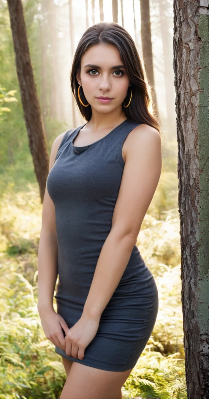 close-up of a woman in a tank top, posing for photography, Very beautiful woman, beautiful upper body, very beatiful girl, brown hair and perfect body, beautiful girl model, Gorgeous beautiful woman, gorgeous woman, wear a tight shirt, Sexy girl, beautiful girl model, Very beautiful young woman, very Very beautiful woman, attractive girl, brunette woman, very beautiful model