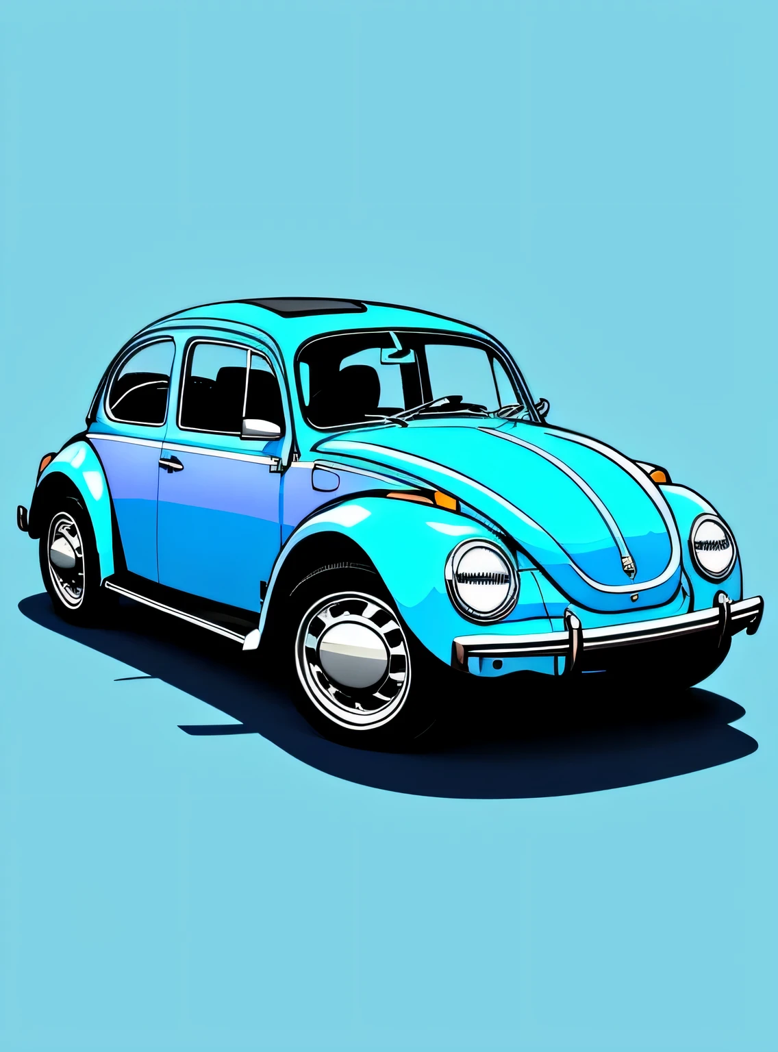um logotipo do livro VW Beetle no estilo de arte em (fundo azul:1.5)