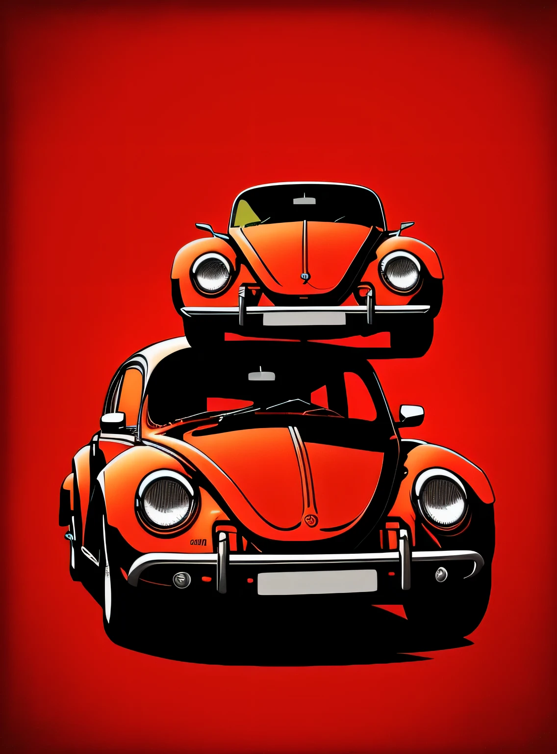 um logotipo do livro VW Beetle no estilo de arte em (fundo vermelho:1.5)